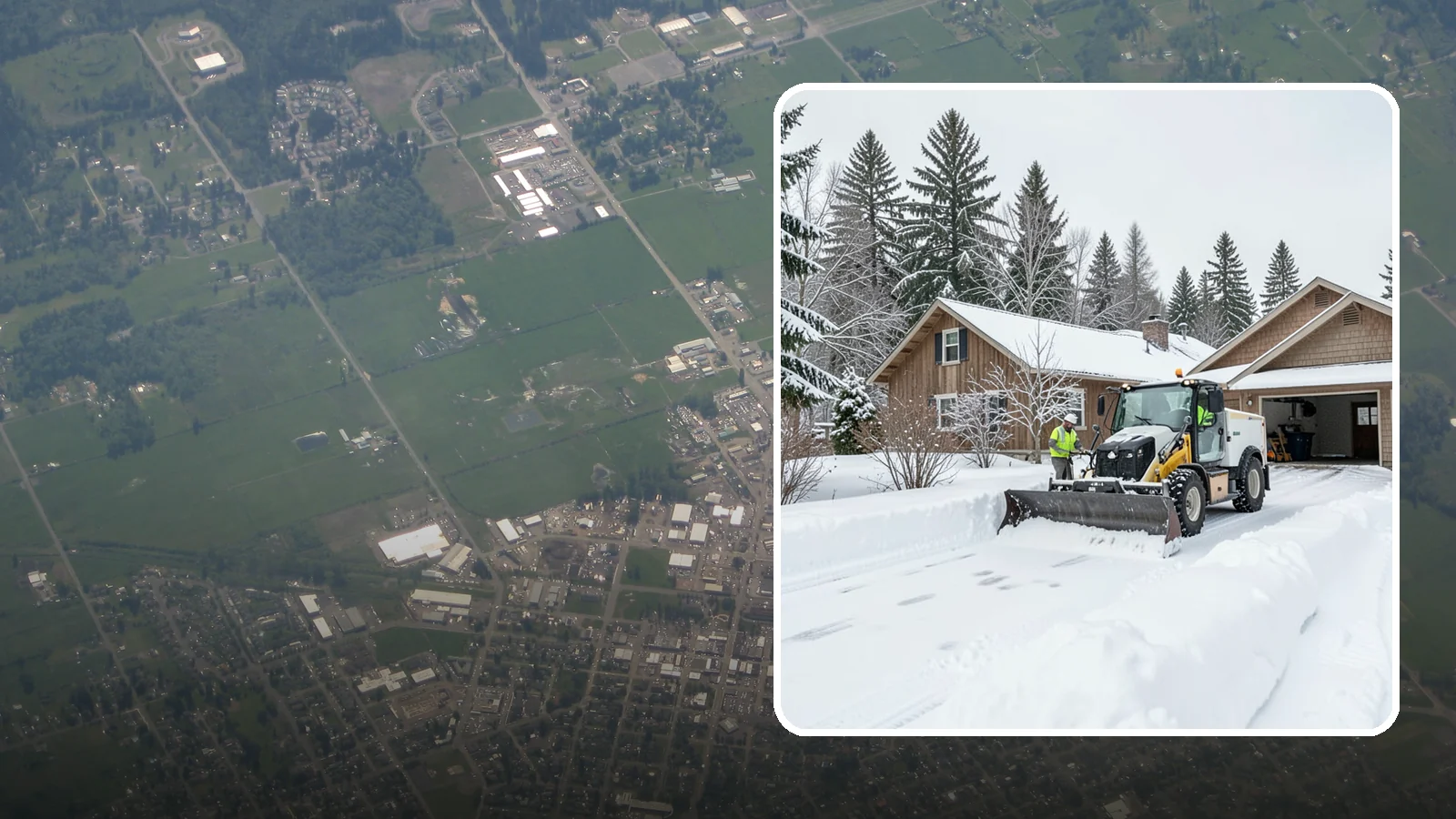 Rural Property Snow Removal in Enumclaw, King County, WA - We clear long lanes, outbuilding access, and gates on rural Western Washington parcels the lowland plows never reach.