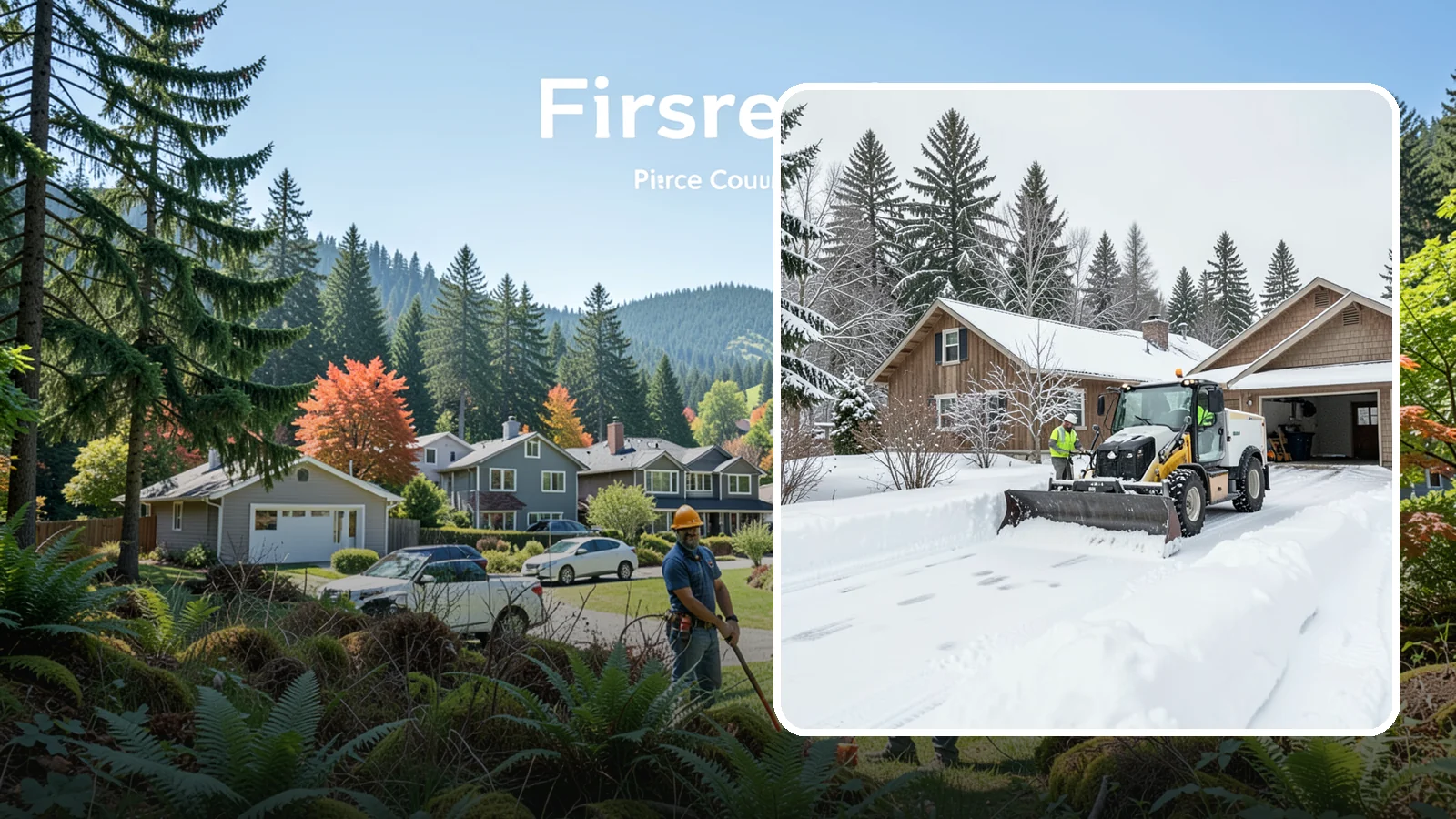 Rural Property Snow Removal in Fircrest, Pierce County, WA - We clear long lanes, outbuilding access, and gates on rural Western Washington parcels the lowland plows never reach.