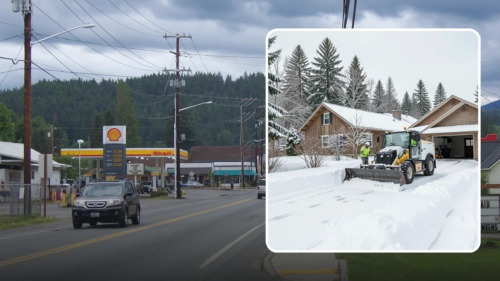 Rural Property Snow Removal in Granite Falls, Snohomish County, WA - We clear long lanes, outbuilding access, and gates on rural Western Washington parcels the lowland plows never reach.