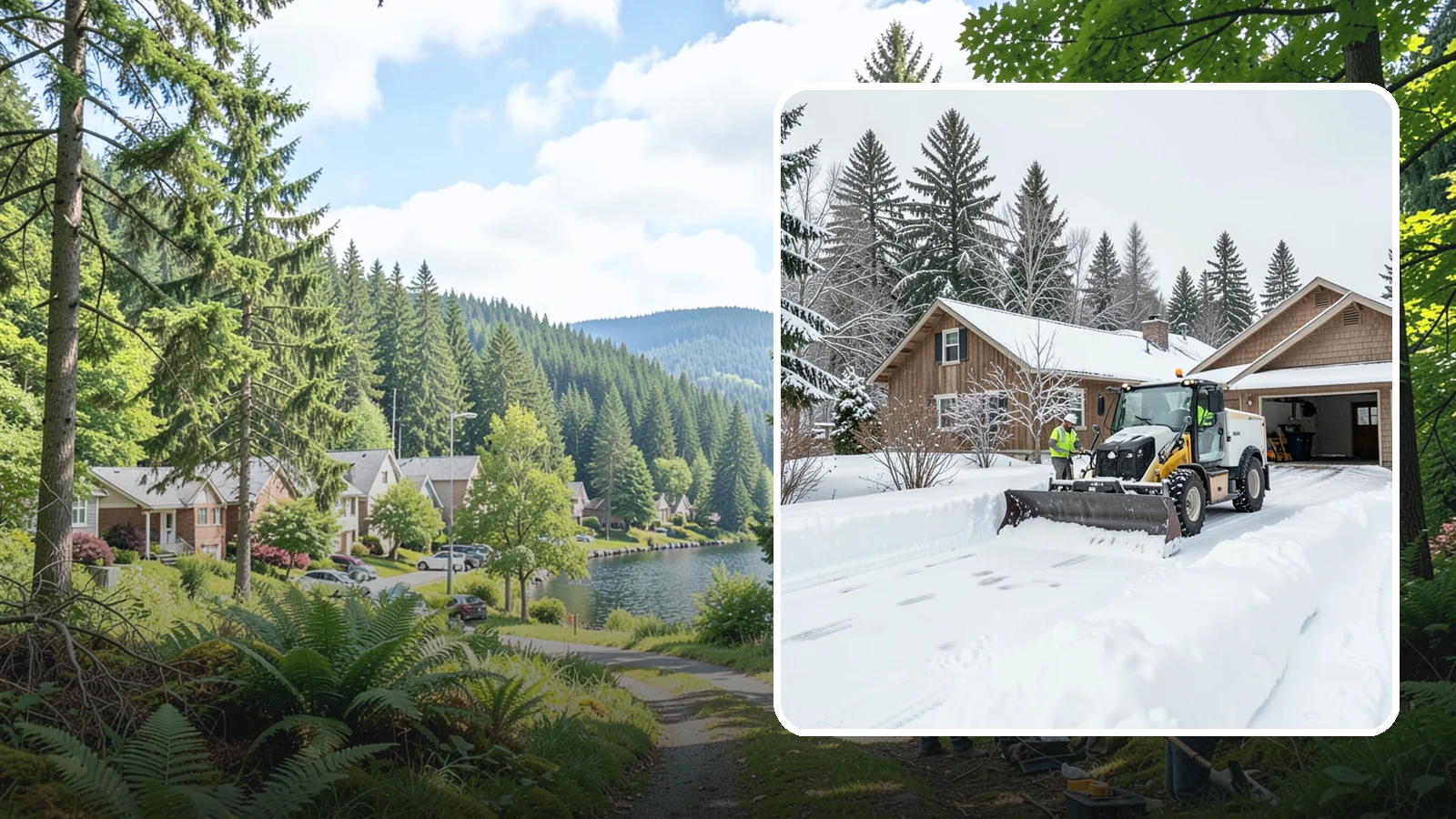 Rural Property Snow Removal in Lake Forest Park, King County, WA - We clear long lanes, outbuilding access, and gates on rural Western Washington parcels the lowland plows never reach.