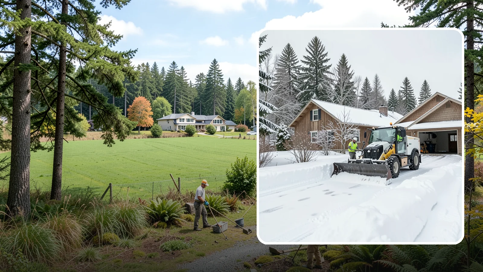 Rural Property Snow Removal in Lyman, Skagit County, WA - We clear long lanes, outbuilding access, and gates on rural Western Washington parcels the lowland plows never reach.