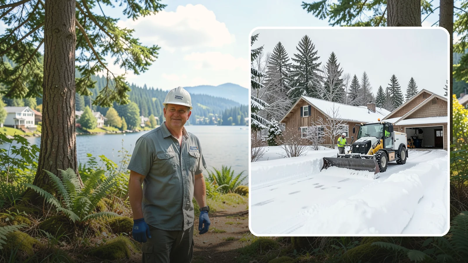 Rural Property Snow Removal in Milton, King County, WA - We clear long lanes, outbuilding access, and gates on rural Western Washington parcels the lowland plows never reach.