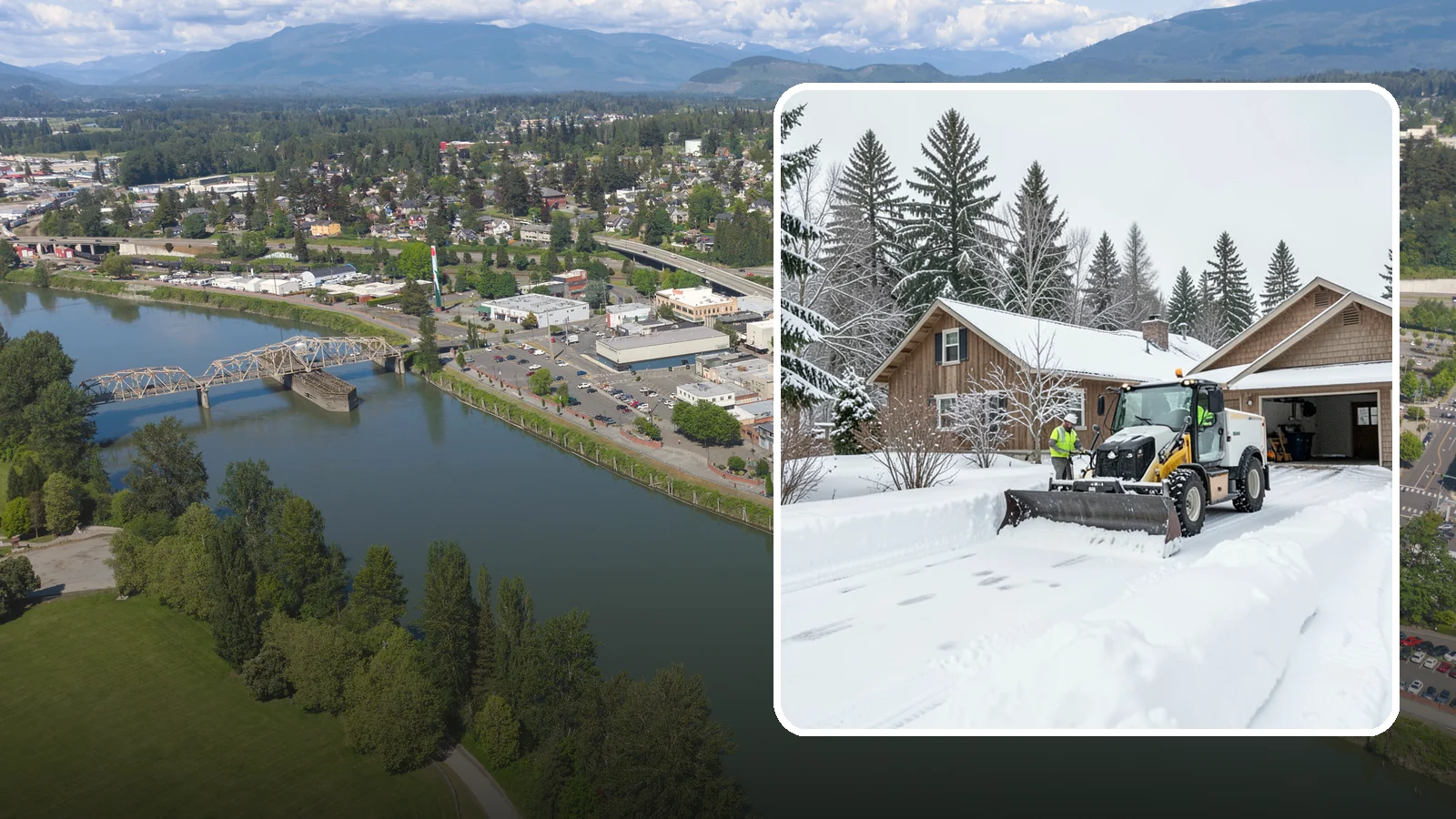 Rural Property Snow Removal in Mount Vernon, Skagit County, WA - We clear long lanes, outbuilding access, and gates on rural Western Washington parcels the lowland plows never reach.