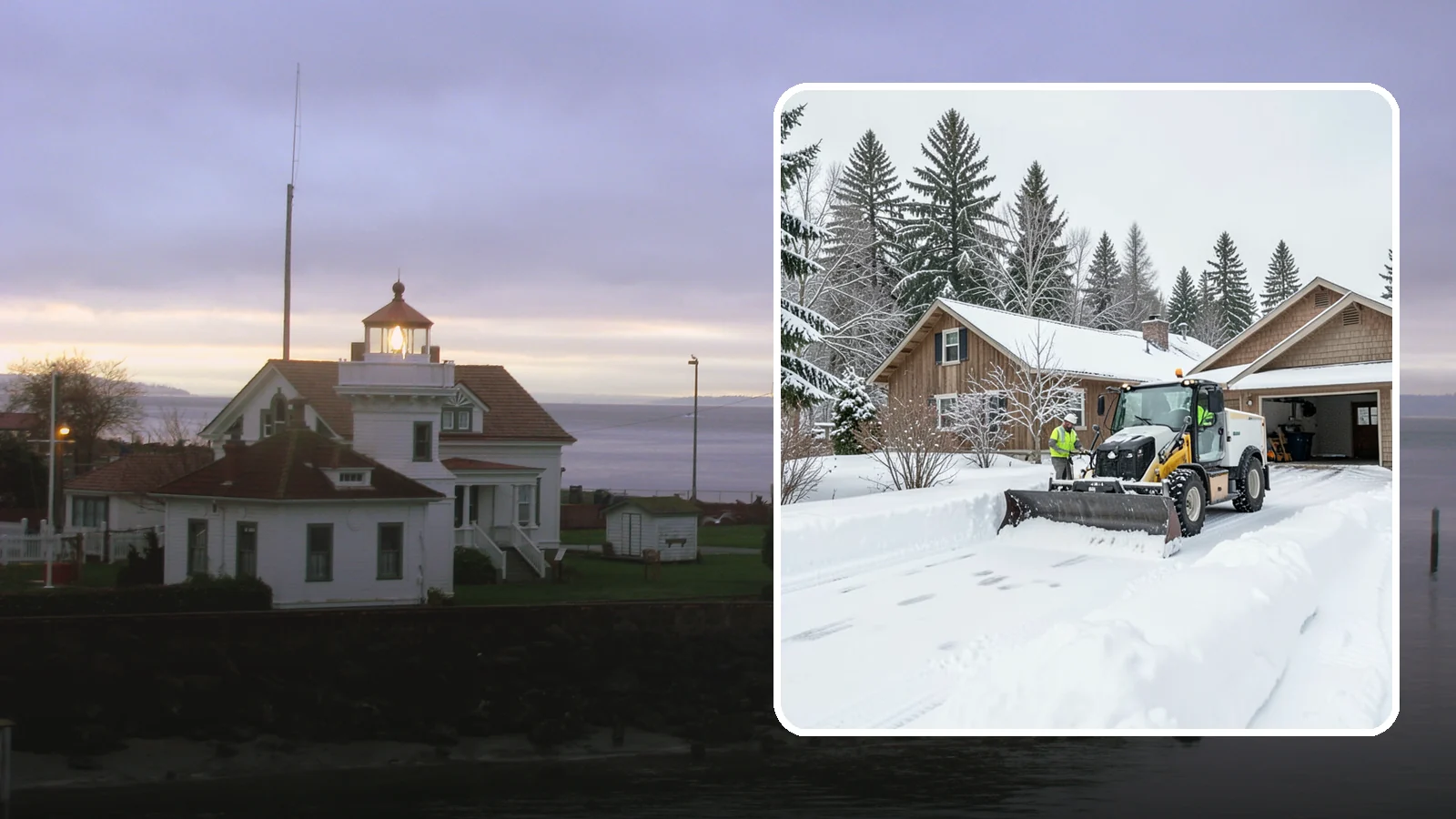 Rural Property Snow Removal in Mukilteo, Snohomish County, WA - We clear long lanes, outbuilding access, and gates on rural Western Washington parcels the lowland plows never reach.