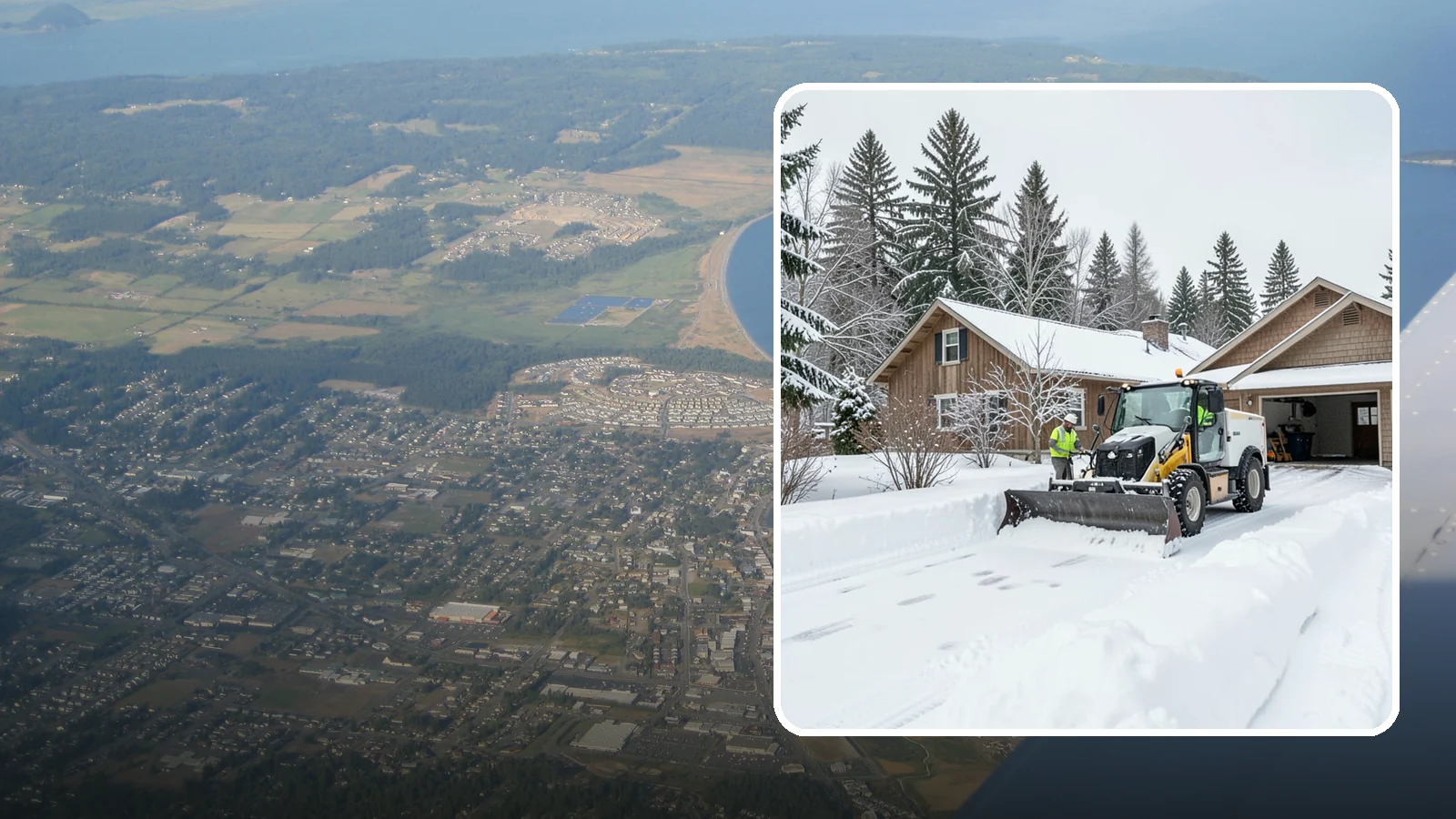 Rural Property Snow Removal in Oak Harbor, Island County, WA - We clear long lanes, outbuilding access, and gates on rural Western Washington parcels the lowland plows never reach.