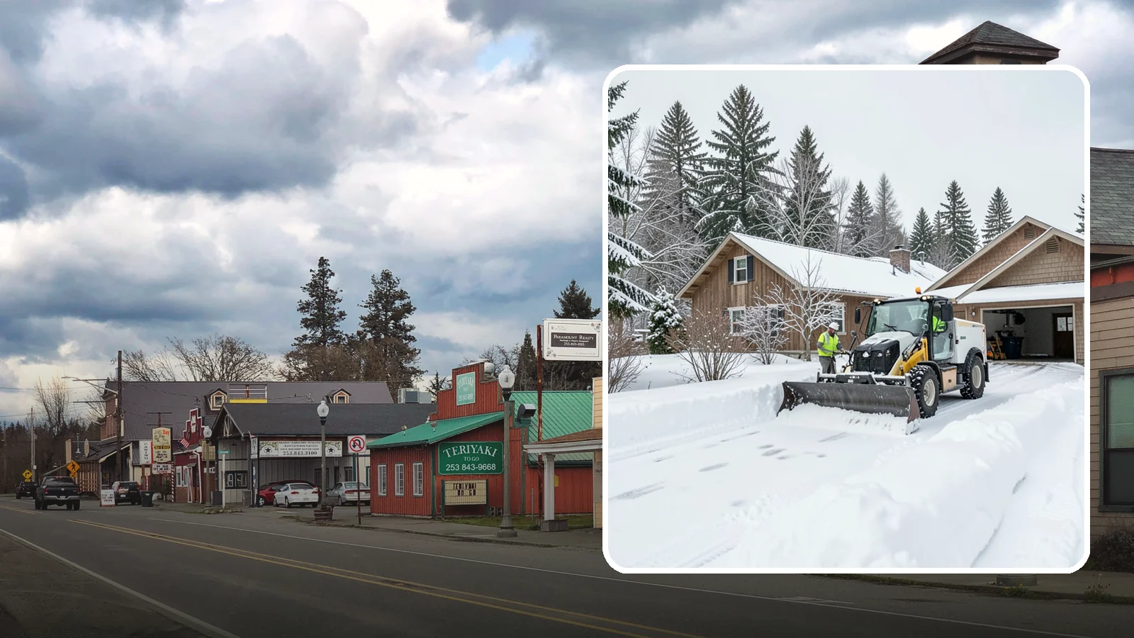 Rural Property Snow Removal in Roy, Pierce County, WA - We clear long lanes, outbuilding access, and gates on rural Western Washington parcels the lowland plows never reach.
