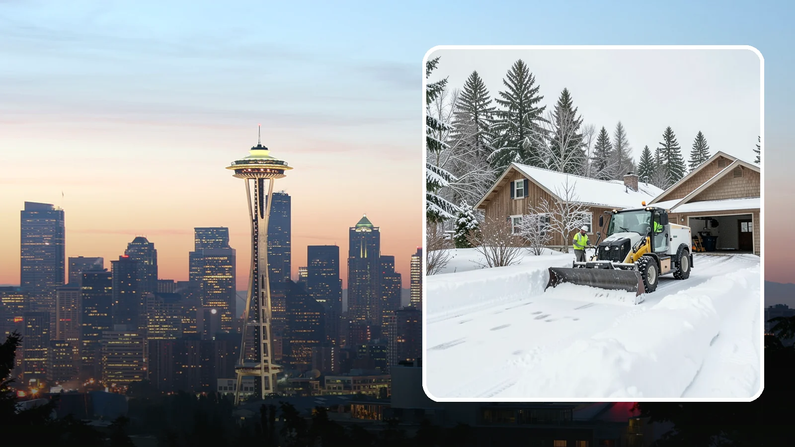 Rural Property Snow Removal in Seattle, King County, WA - We clear long lanes, outbuilding access, and gates on rural Western Washington parcels the lowland plows never reach.