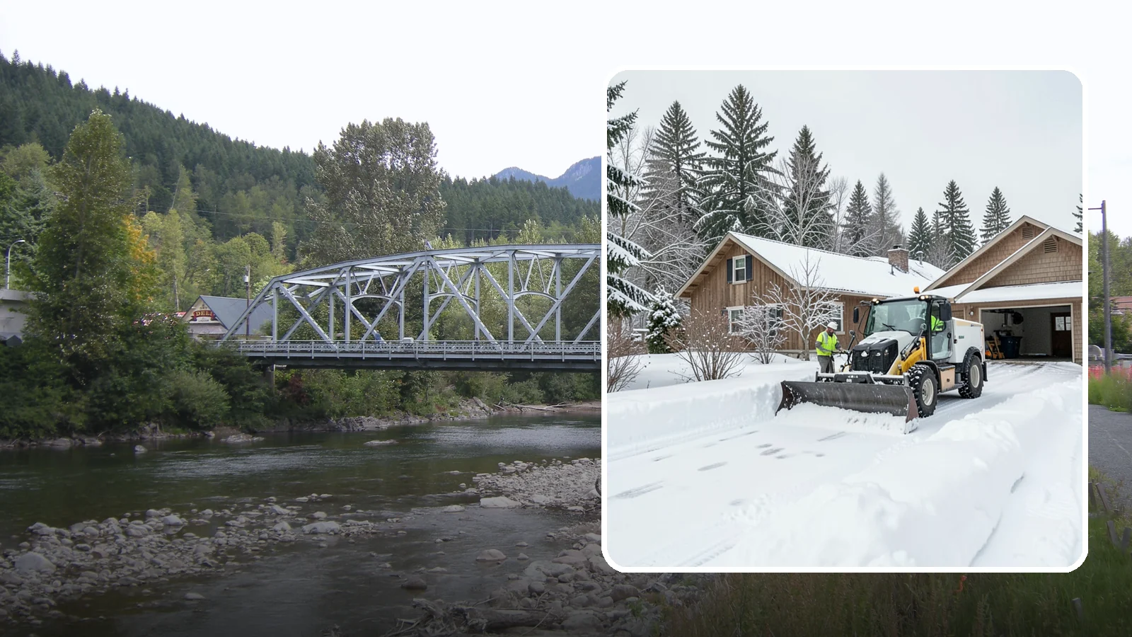 Rural Property Snow Removal in Skykomish, King County, WA - We clear long lanes, outbuilding access, and gates on rural Western Washington parcels the lowland plows never reach.