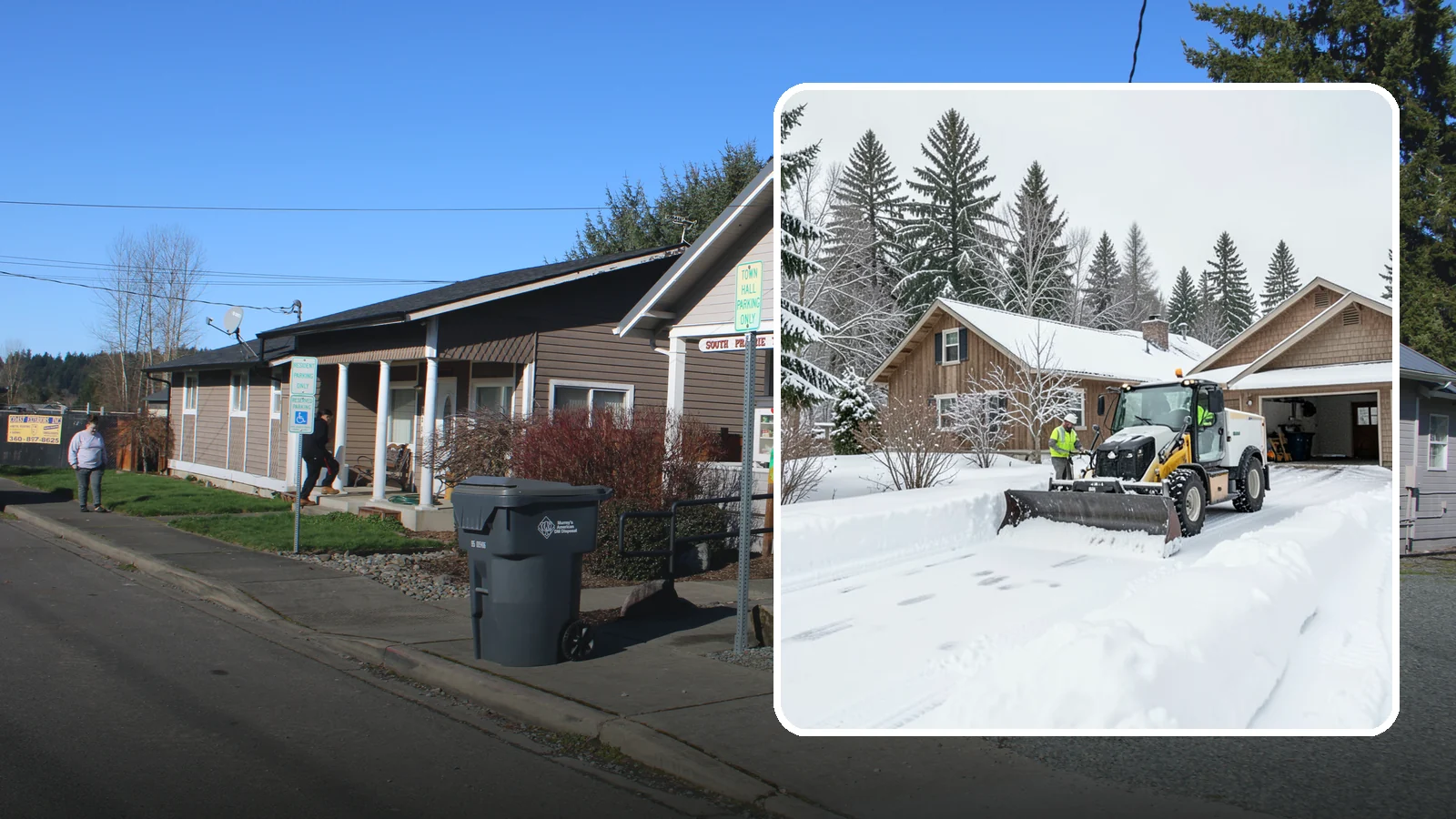 Rural Property Snow Removal in South Prairie, Pierce County, WA - We clear long lanes, outbuilding access, and gates on rural Western Washington parcels the lowland plows never reach.