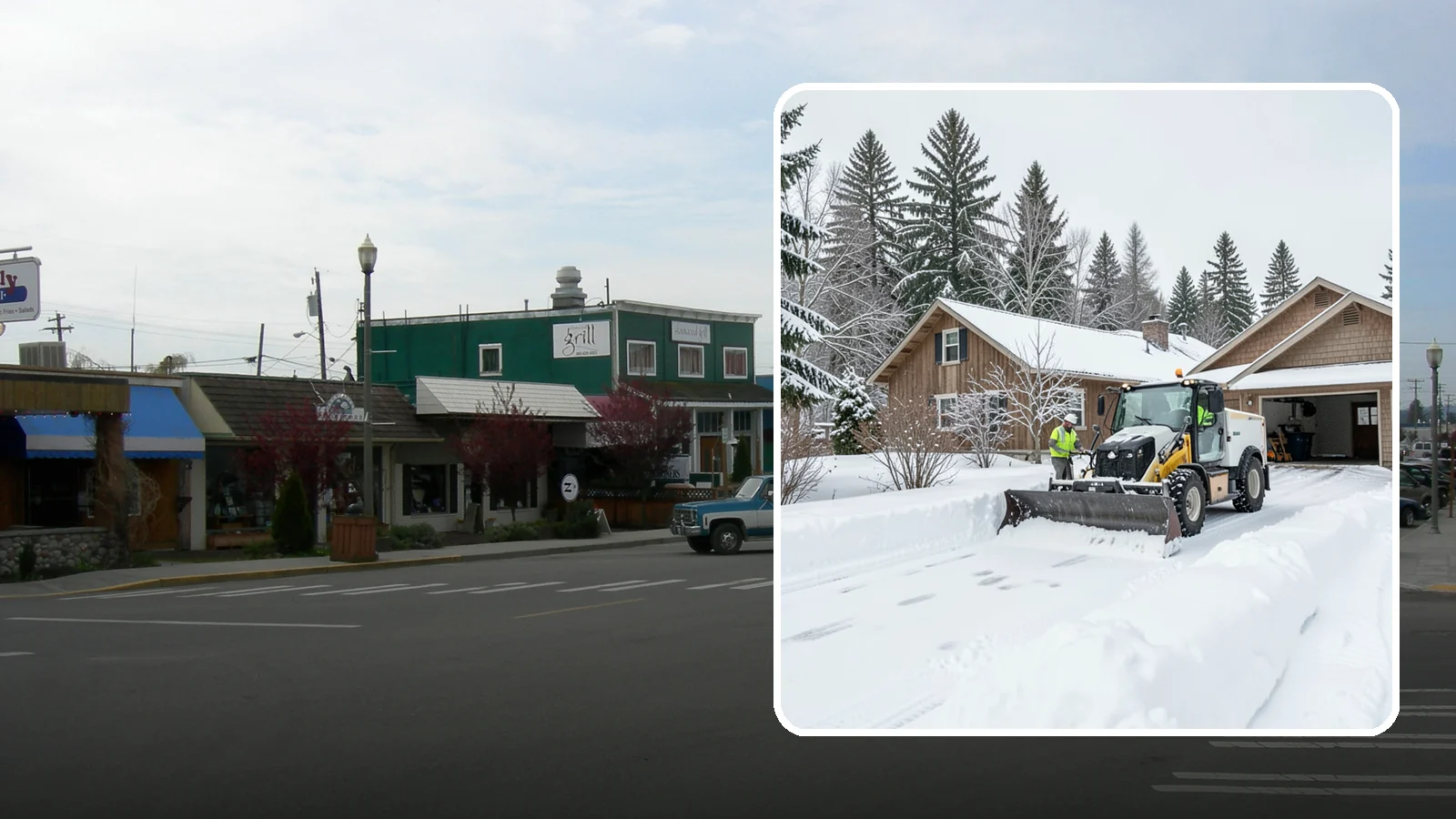 Rural Property Snow Removal in Stanwood, Snohomish County, WA - We clear long lanes, outbuilding access, and gates on rural Western Washington parcels the lowland plows never reach.