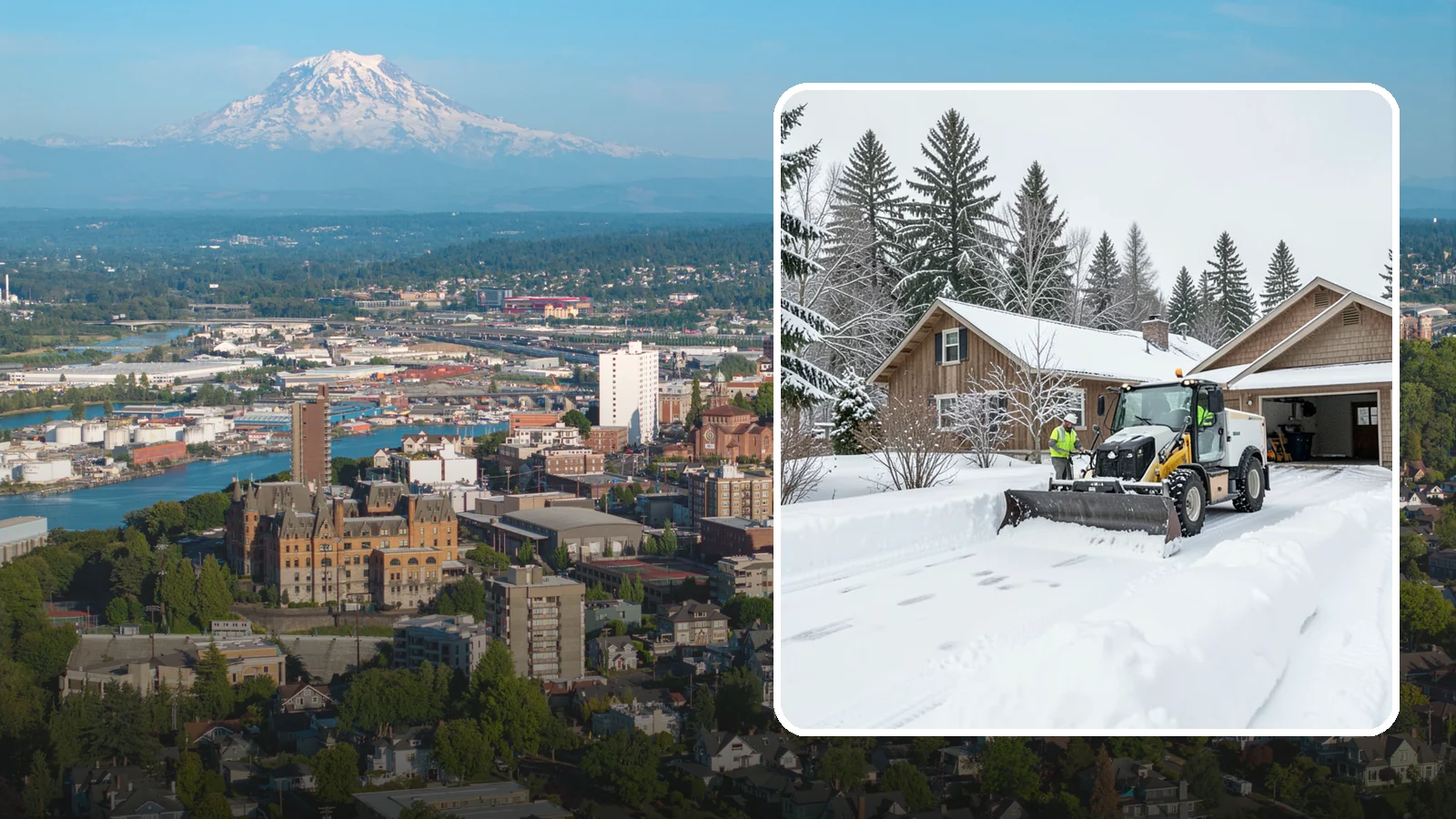 Rural Property Snow Removal in Tacoma, Pierce County, WA - We clear long lanes, outbuilding access, and gates on rural Western Washington parcels the lowland plows never reach.