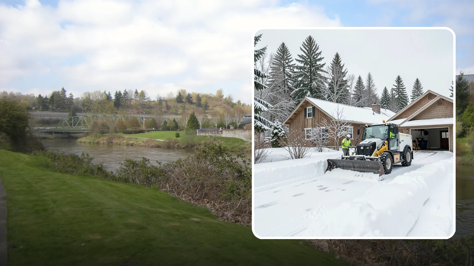 Rural Property Snow Removal in Tukwila, King County, WA - We clear long lanes, outbuilding access, and gates on rural Western Washington parcels the lowland plows never reach.