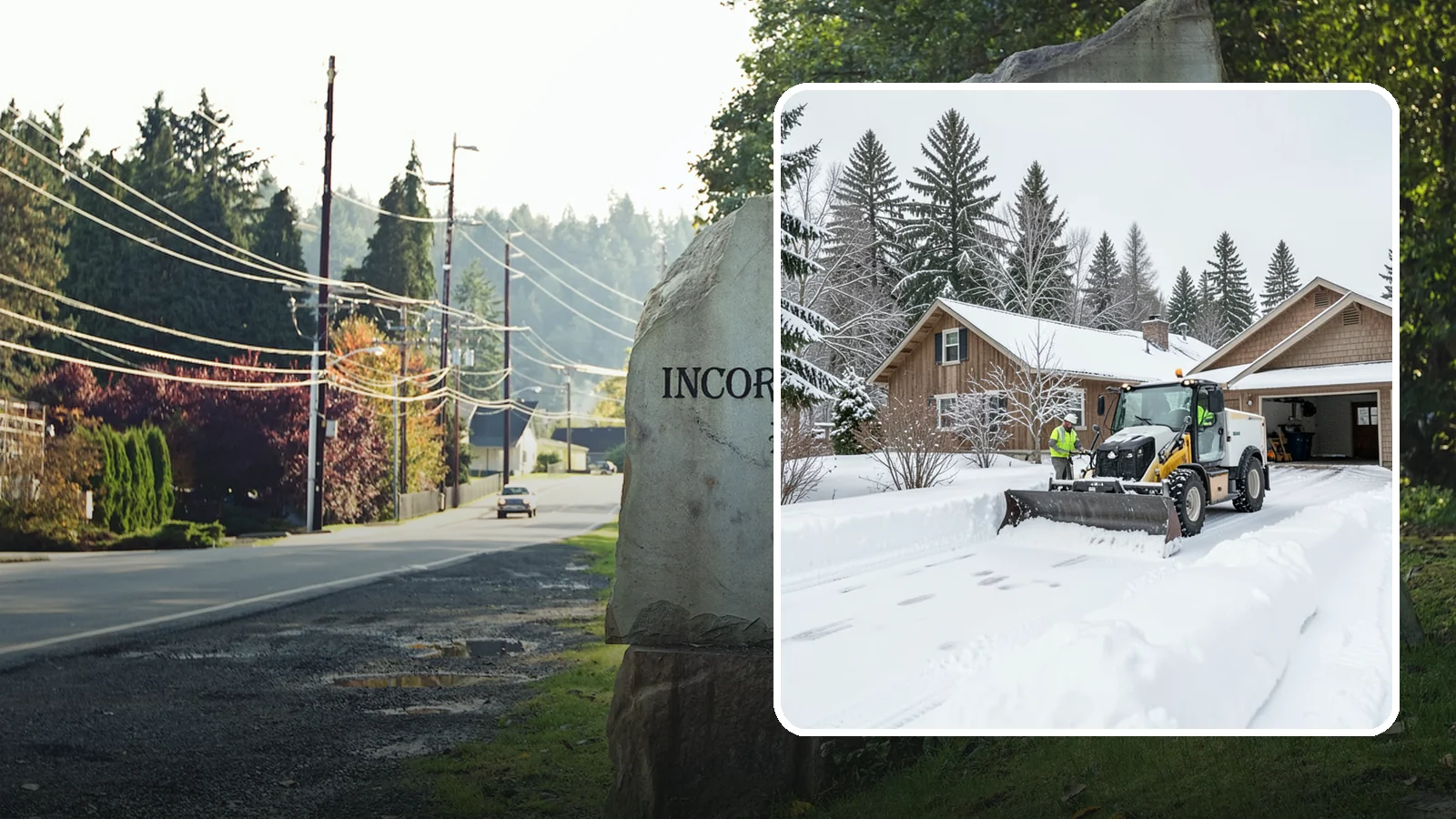 Rural Property Snow Removal in Wilkeson, Pierce County, WA - We clear long lanes, outbuilding access, and gates on rural Western Washington parcels the lowland plows never reach.