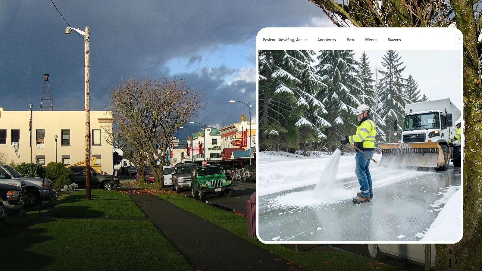 Salt Application in Arlington, Snohomish County, WA - Salt application melts existing ice and prevents new formation on the pavement surfaces that keep your Western Washington...