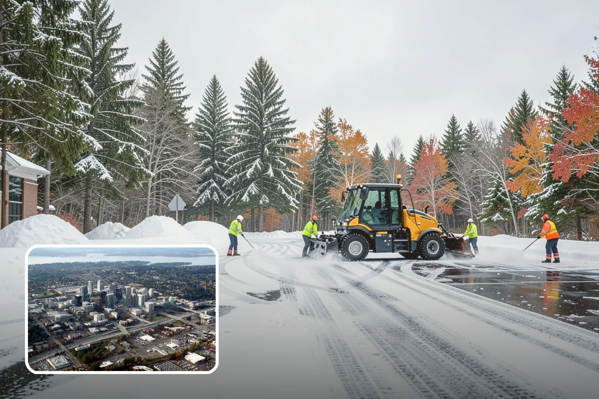 Salt Application in Bellevue, King County, WA - Melts ice effectively in the mid-20s range typical of PNW freezes