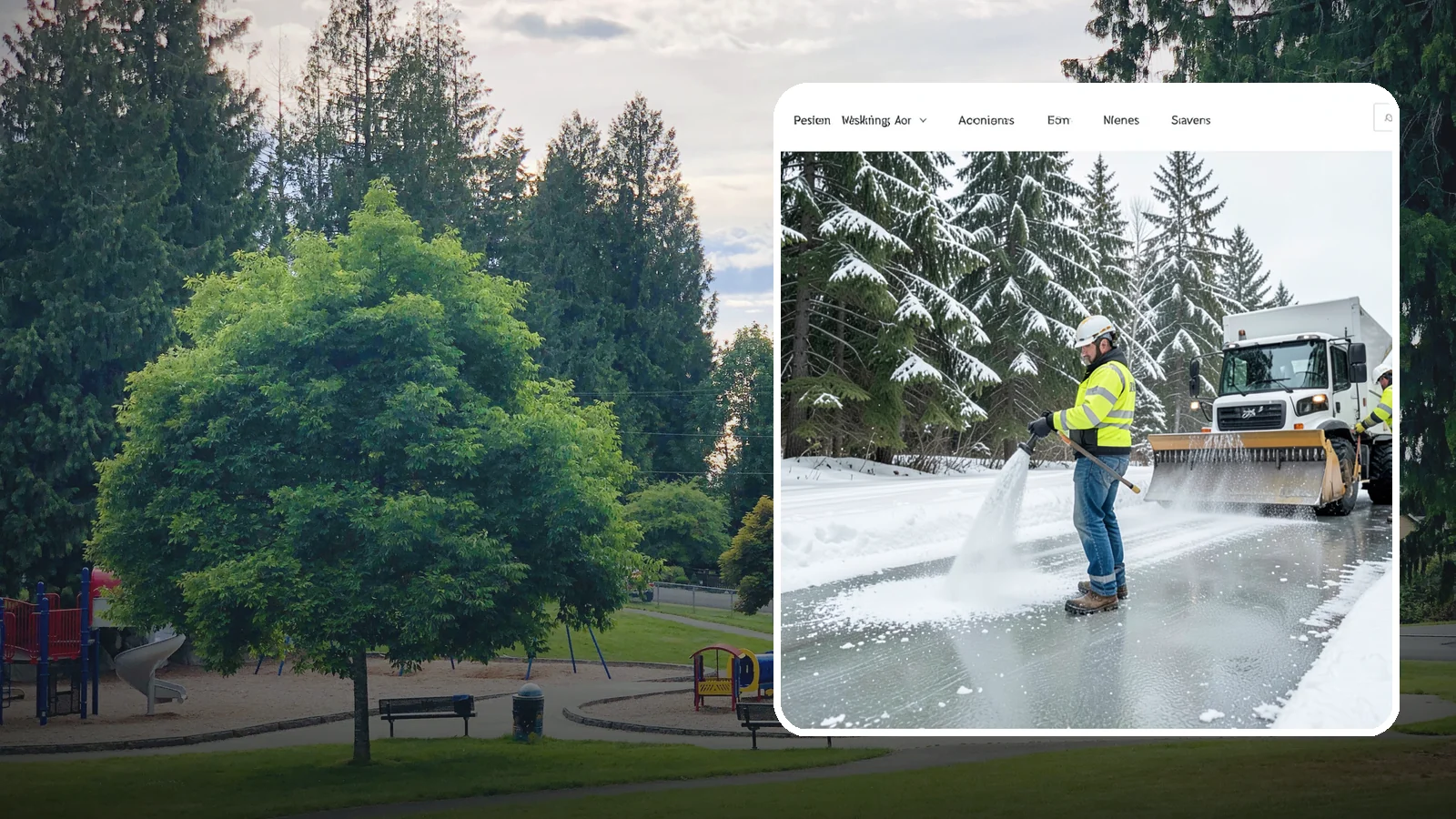 Salt Application in Bonney Lake, Pierce County, WA - Salt application melts existing ice and prevents new formation on the pavement surfaces that keep your Western Washington...