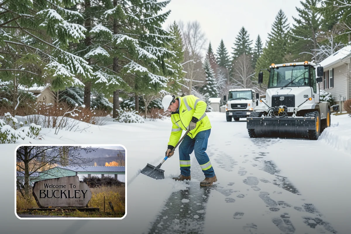 Salt Application in Buckley, Pierce County, WA - Melts ice effectively in the mid-20s range typical of PNW freezes