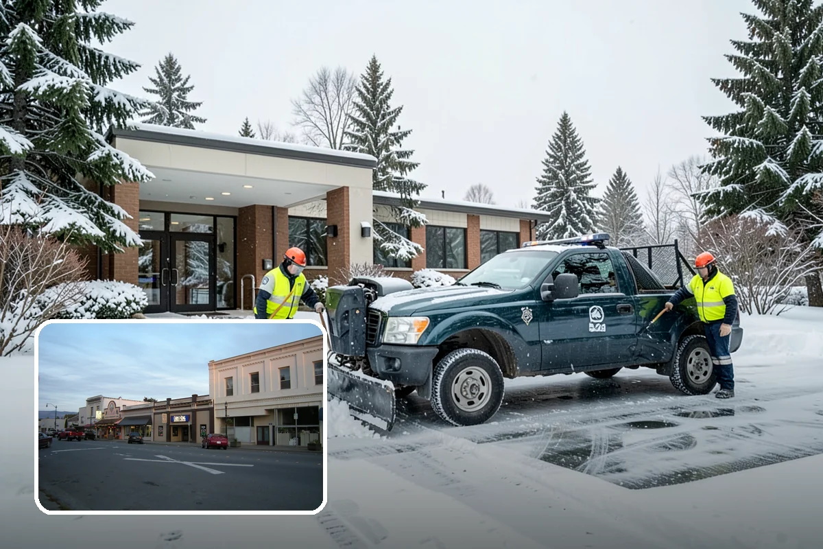 Salt Application in Burlington, Skagit County, WA - Melts ice effectively in the mid-20s range typical of PNW freezes