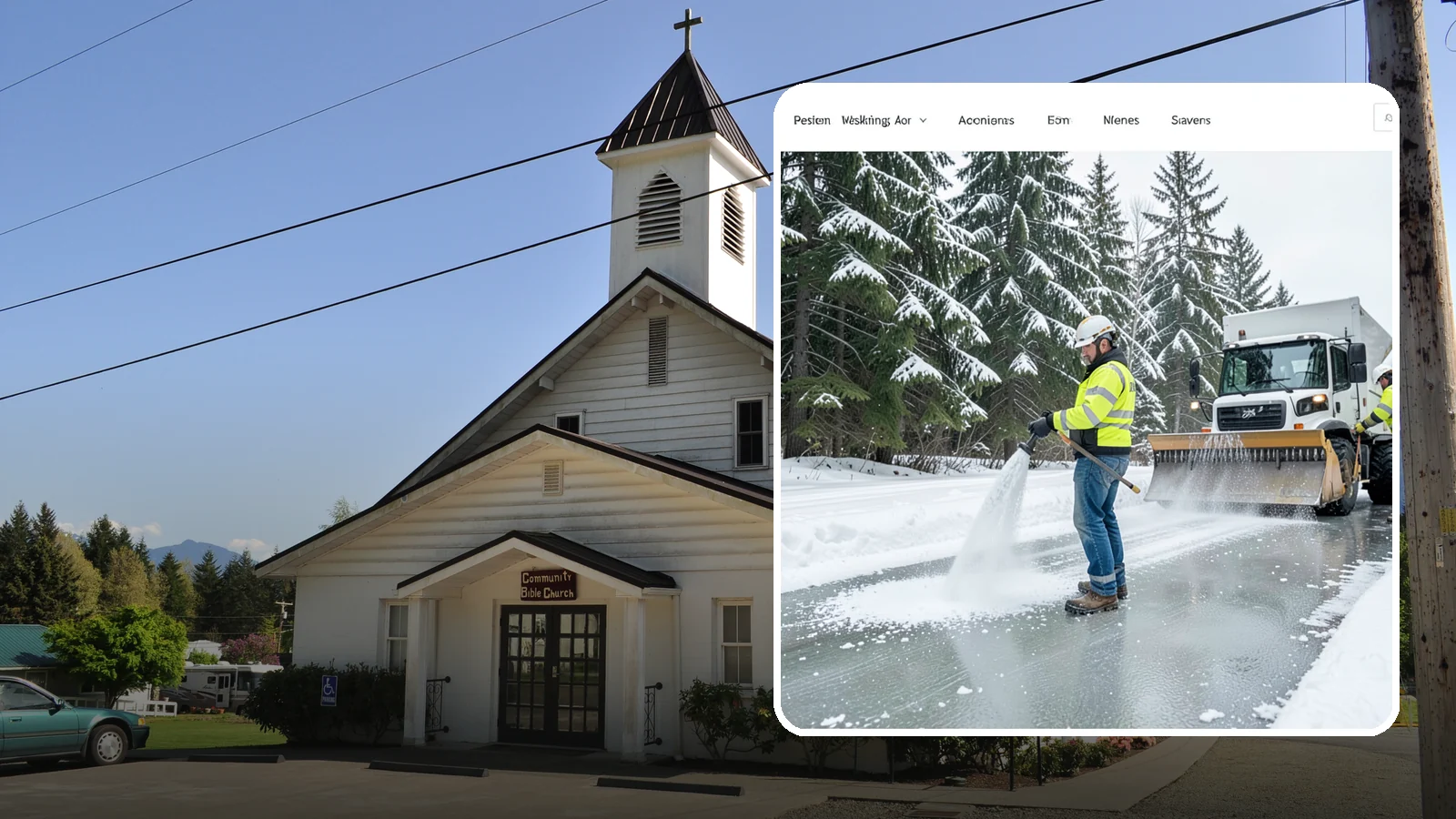 Salt Application in Concrete, Skagit County, WA - Salt application melts existing ice and prevents new formation on the pavement surfaces that keep your Western Washington...