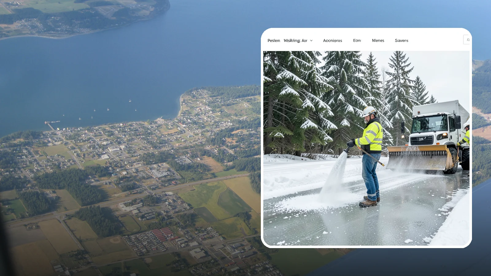 Salt Application in Coupeville, Island County, WA - Salt application melts existing ice and prevents new formation on the pavement surfaces that keep your Western Washington...