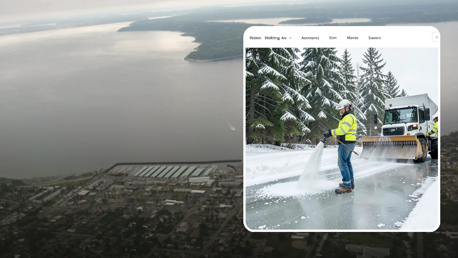 Salt Application in Des Moines, King County, WA - Salt application melts existing ice and prevents new formation on the pavement surfaces that keep your Western Washington...