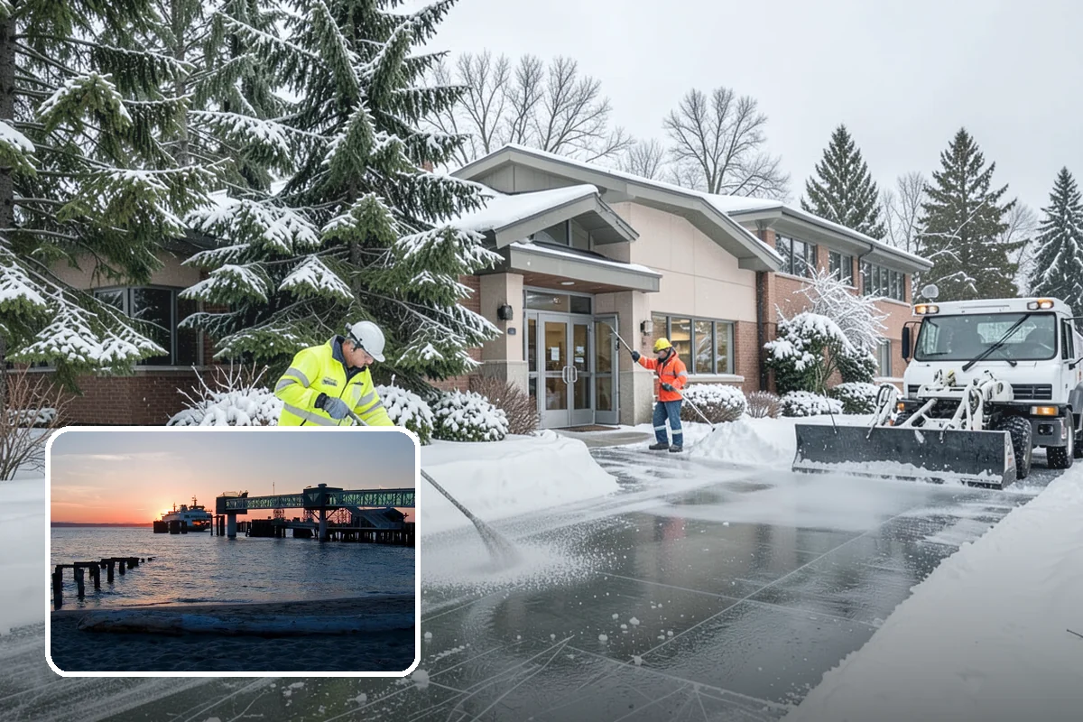 Salt Application in Edmonds, Snohomish County, WA - Melts ice effectively in the mid-20s range typical of PNW freezes