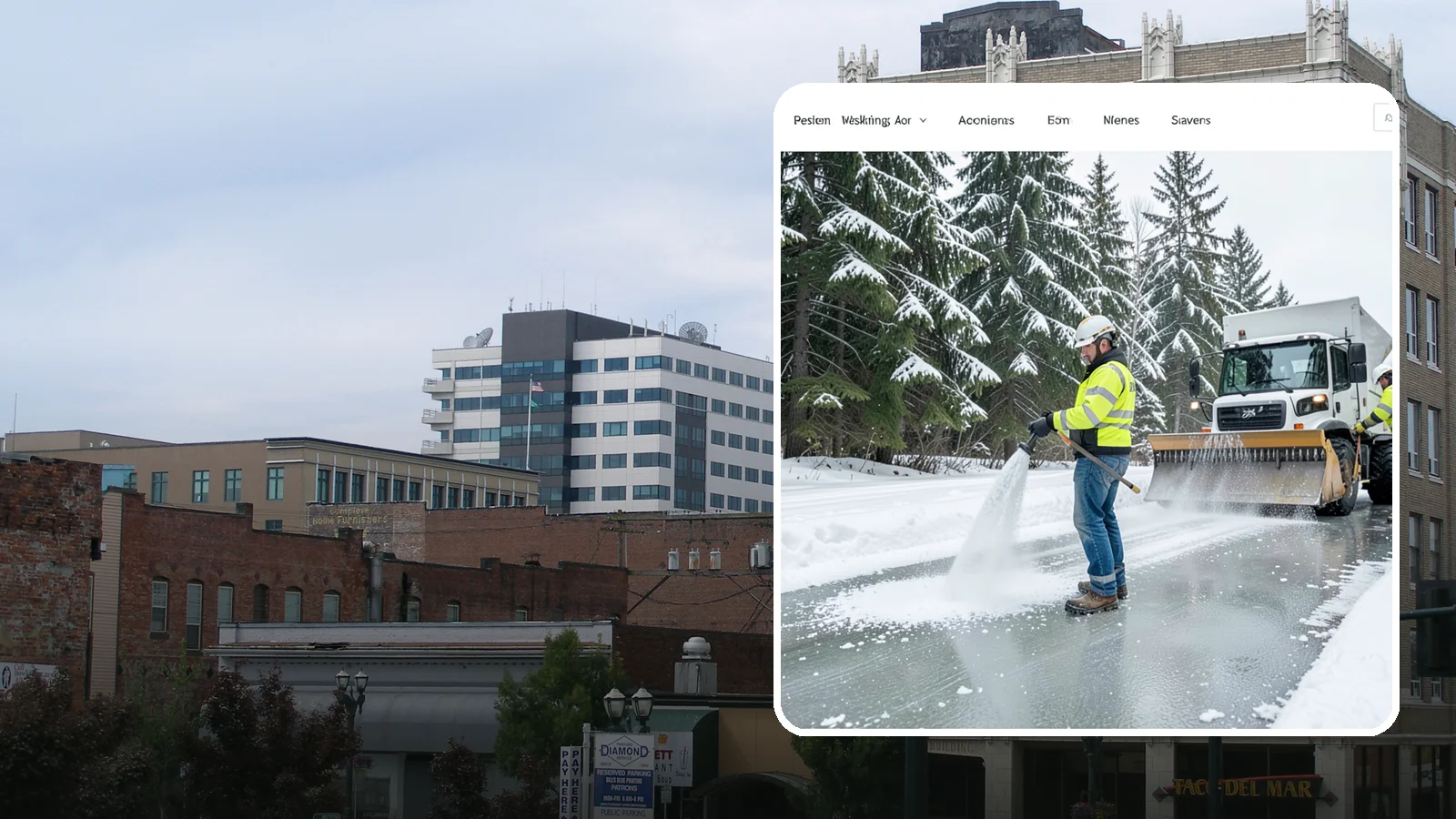 Salt Application in Everett, Snohomish County, WA - Salt application melts existing ice and prevents new formation on the pavement surfaces that keep your Western Washington...