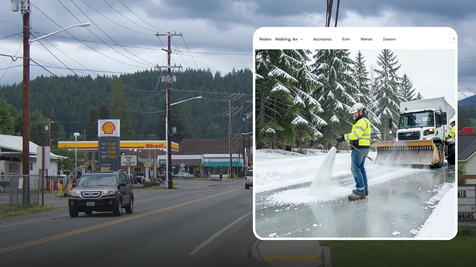 Salt Application in Granite Falls, Snohomish County, WA - Salt application melts existing ice and prevents new formation on the pavement surfaces that keep your Western Washington...