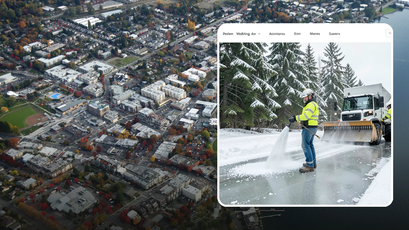 Salt Application in Kirkland, King County, WA - Salt application melts existing ice and prevents new formation on the pavement surfaces that keep your Western Washington...