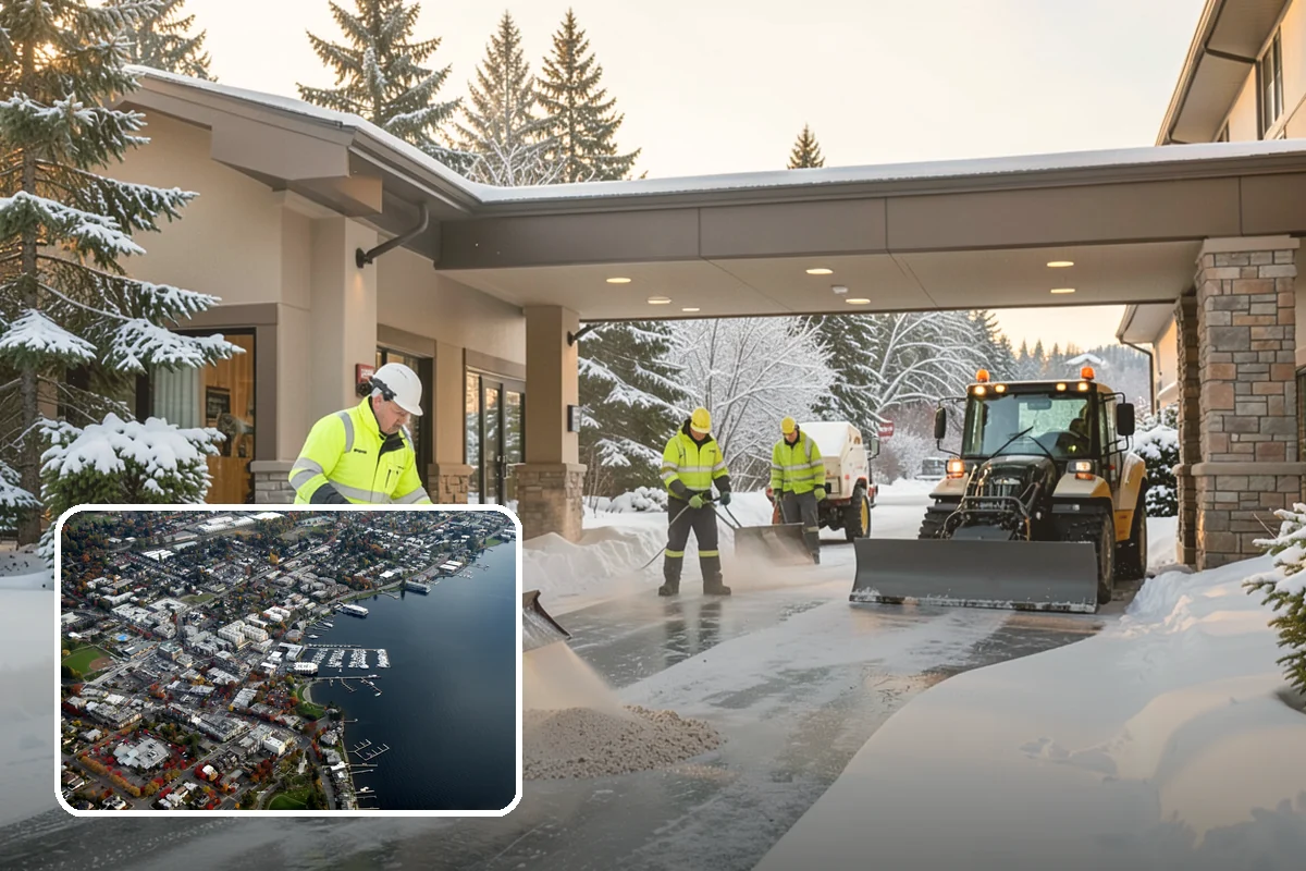 Salt Application in Kirkland, King County, WA - Melts ice effectively in the mid-20s range typical of PNW freezes