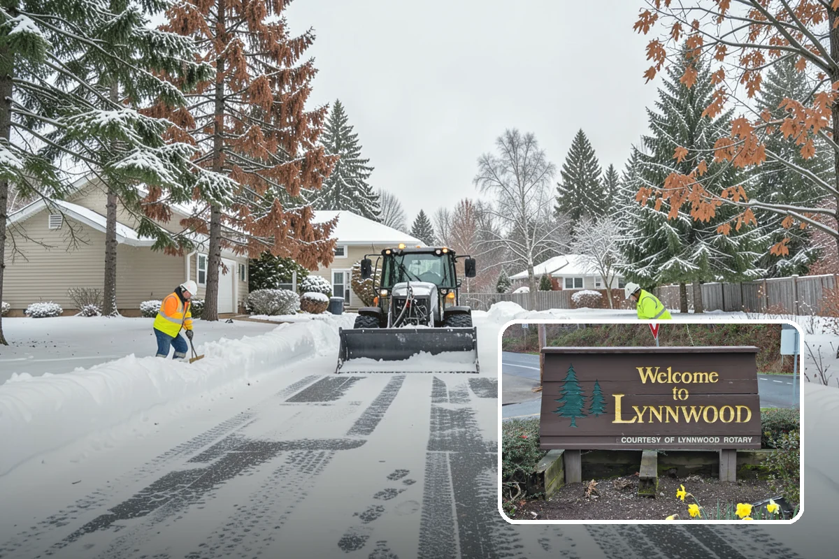 Salt Application in Lynnwood, Snohomish County, WA - Melts ice effectively in the mid-20s range typical of PNW freezes