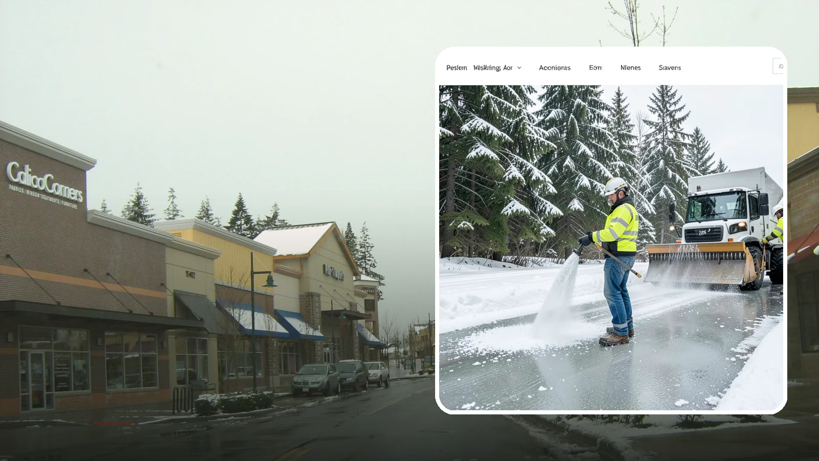 Salt Application in Mill Creek, Snohomish County, WA - Salt application melts existing ice and prevents new formation on the pavement surfaces that keep your Western Washington...