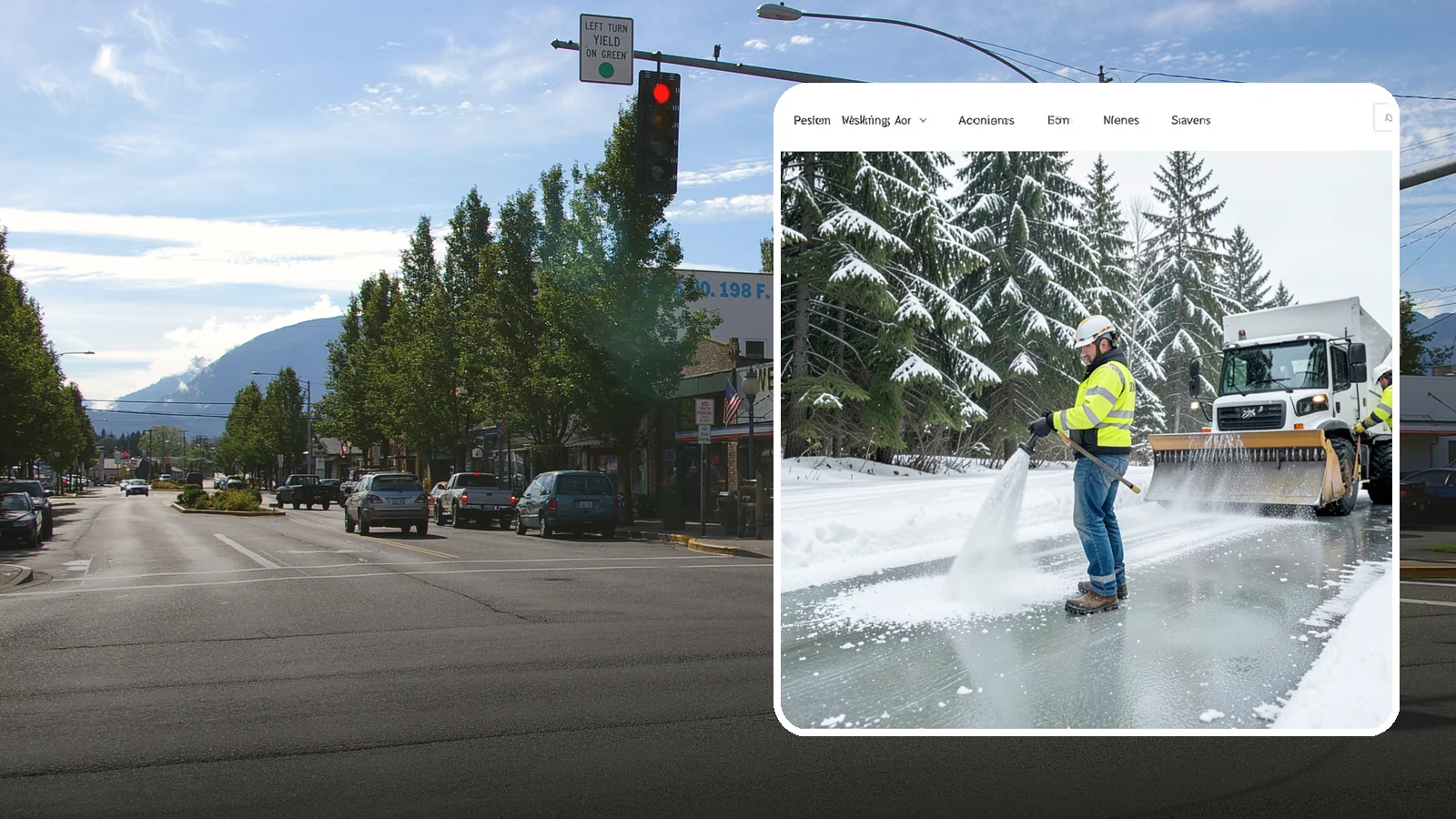 Salt Application in North Bend, King County, WA - Salt application melts existing ice and prevents new formation on the pavement surfaces that keep your Western Washington...