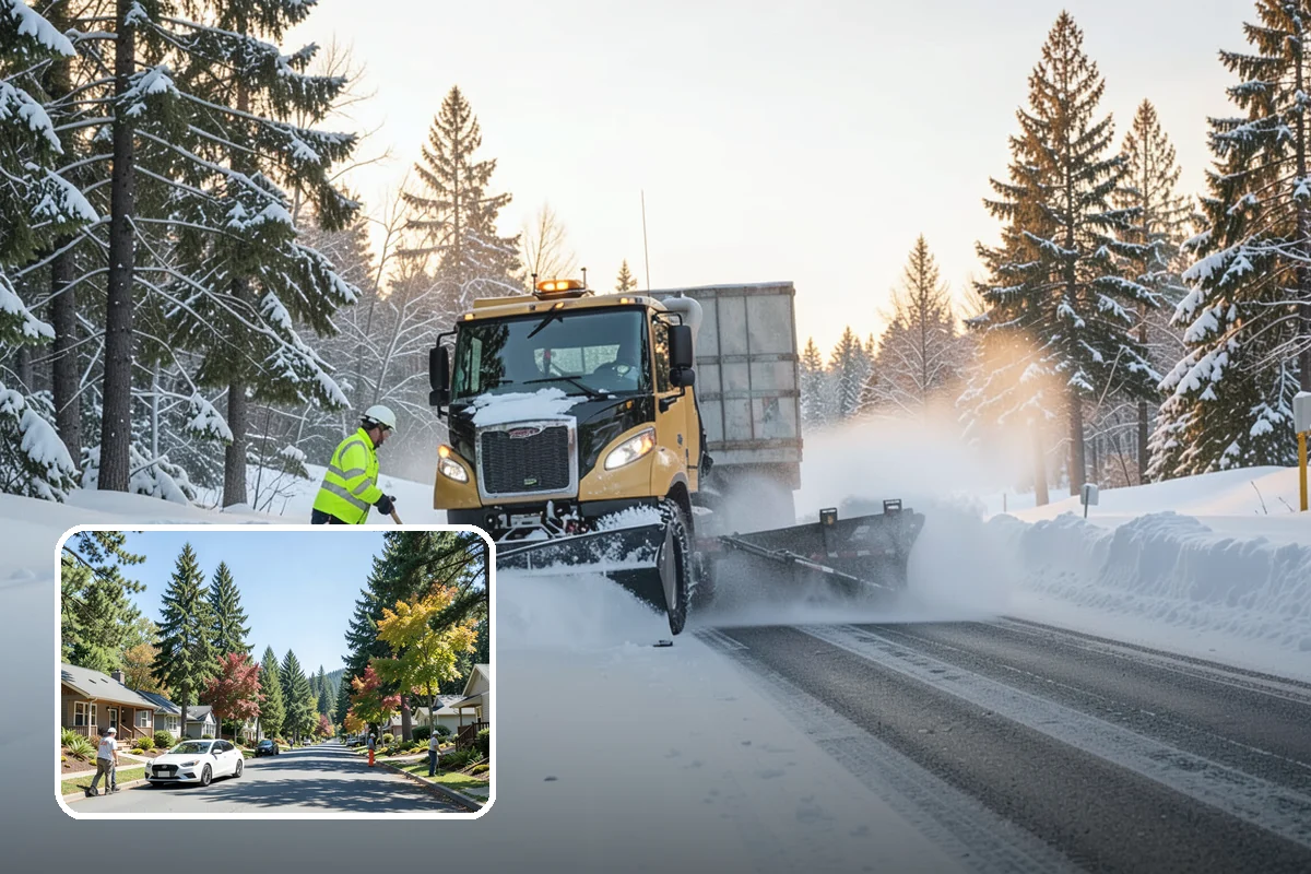 Salt Application in Orting, Pierce County, WA - Melts ice effectively in the mid-20s range typical of PNW freezes