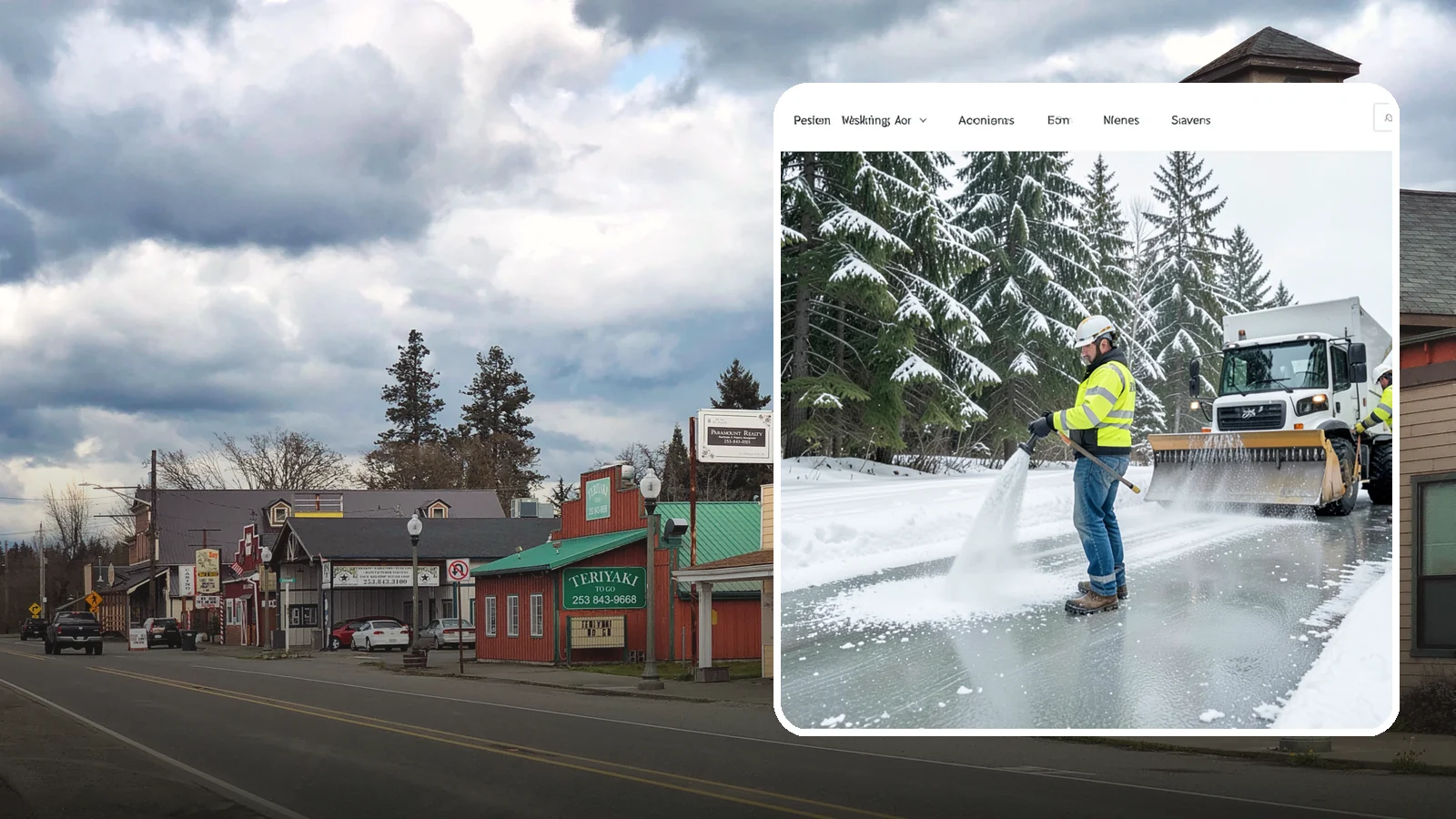 Salt Application in Roy, Pierce County, WA - Salt application melts existing ice and prevents new formation on the pavement surfaces that keep your Western Washington...