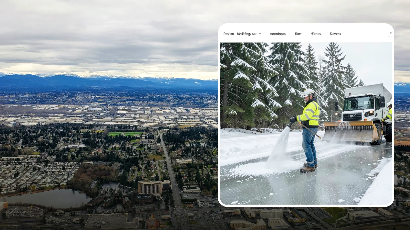 Salt Application in SeaTac, King County, WA - Salt application melts existing ice and prevents new formation on the pavement surfaces that keep your Western Washington...