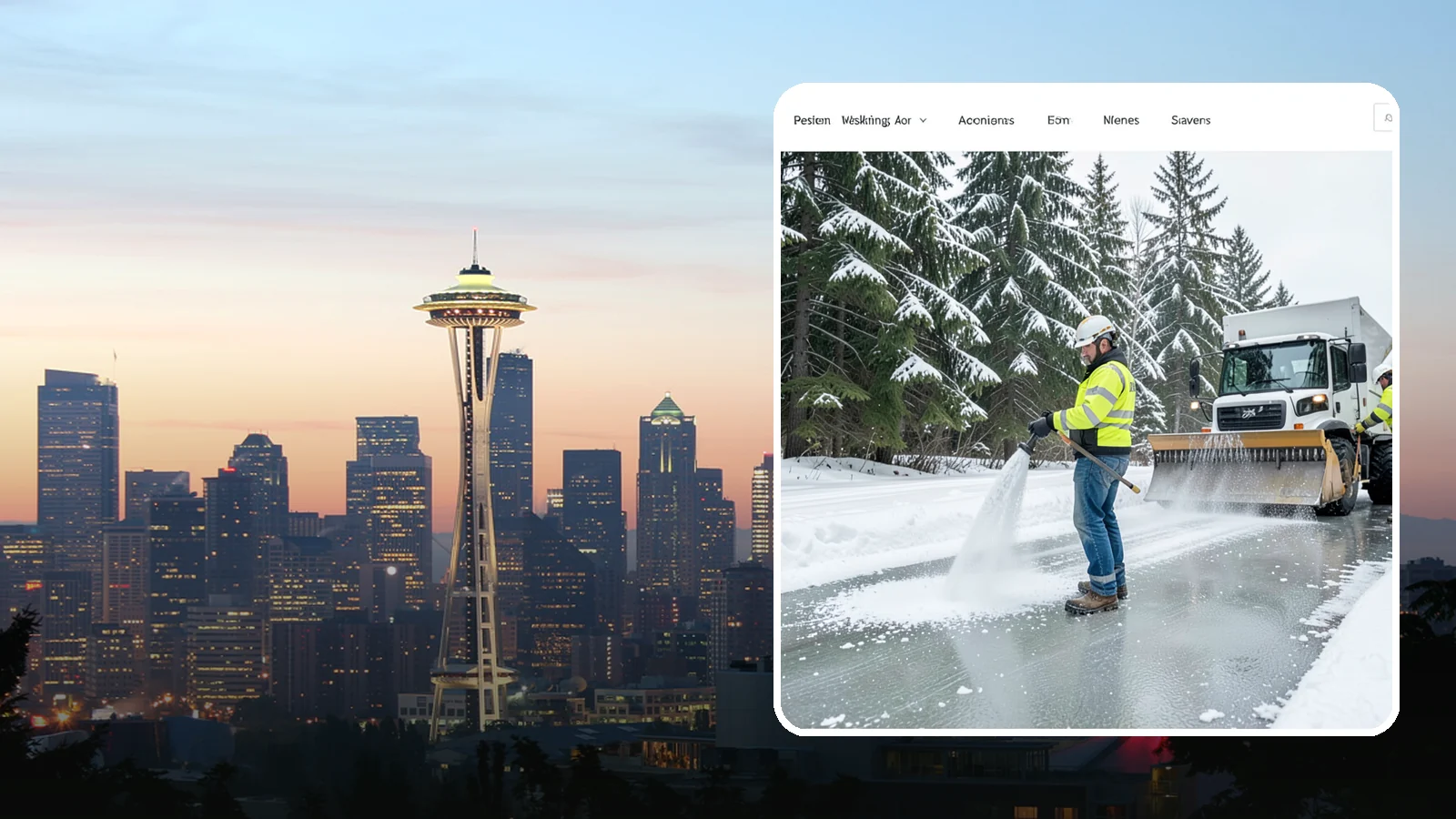 Salt Application in Seattle, King County, WA - Salt application melts existing ice and prevents new formation on the pavement surfaces that keep your Western Washington...