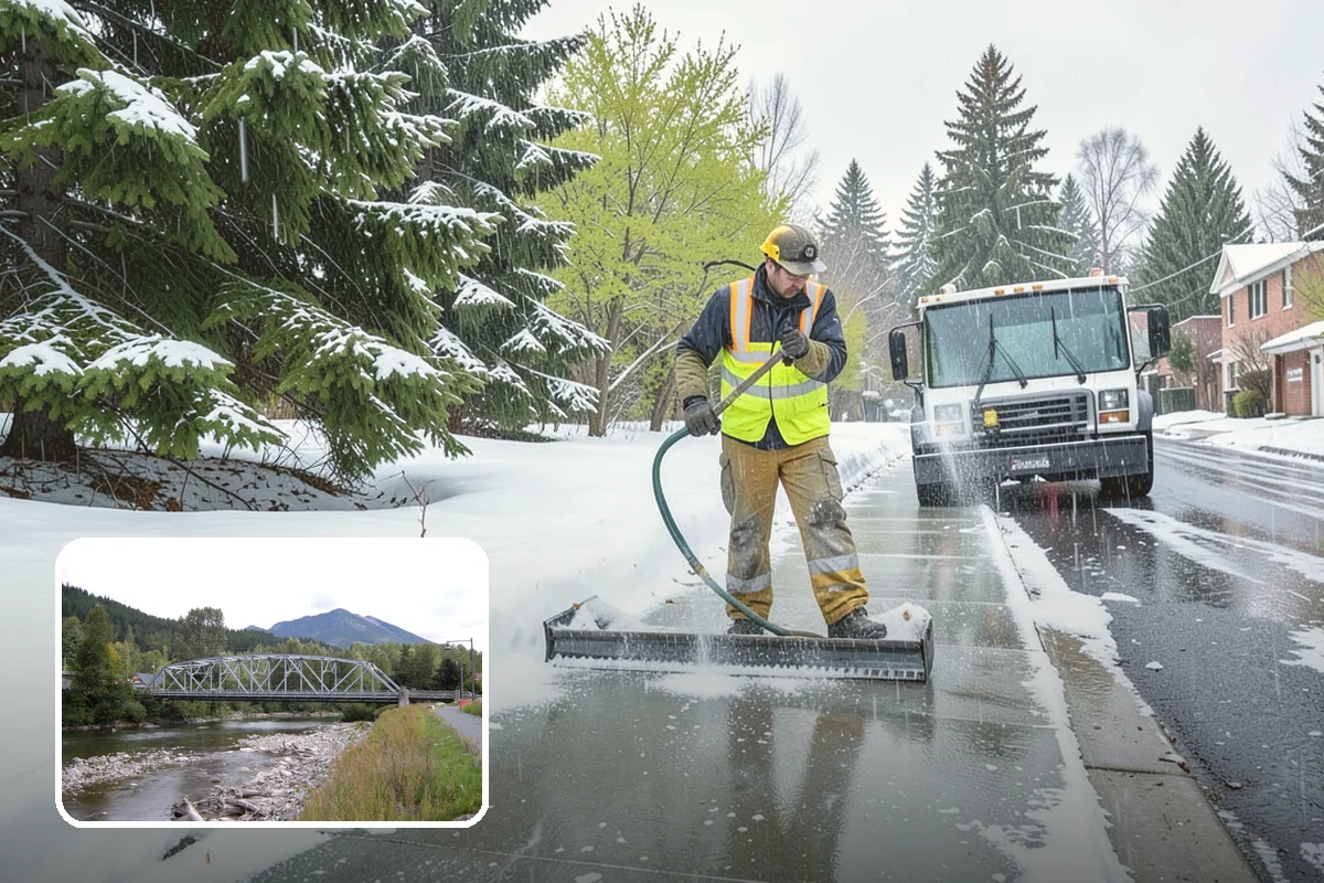 Salt Application in Skykomish, King County, WA - Melts ice effectively in the mid-20s range typical of PNW freezes