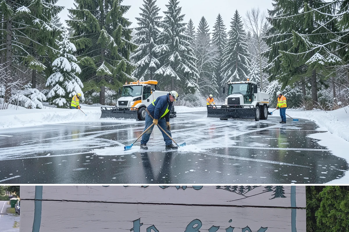 Salt Bin Filling in Brier, Snohomish County, WA - Salt bins are filled in early winter and refilled after each major event through the cold season.