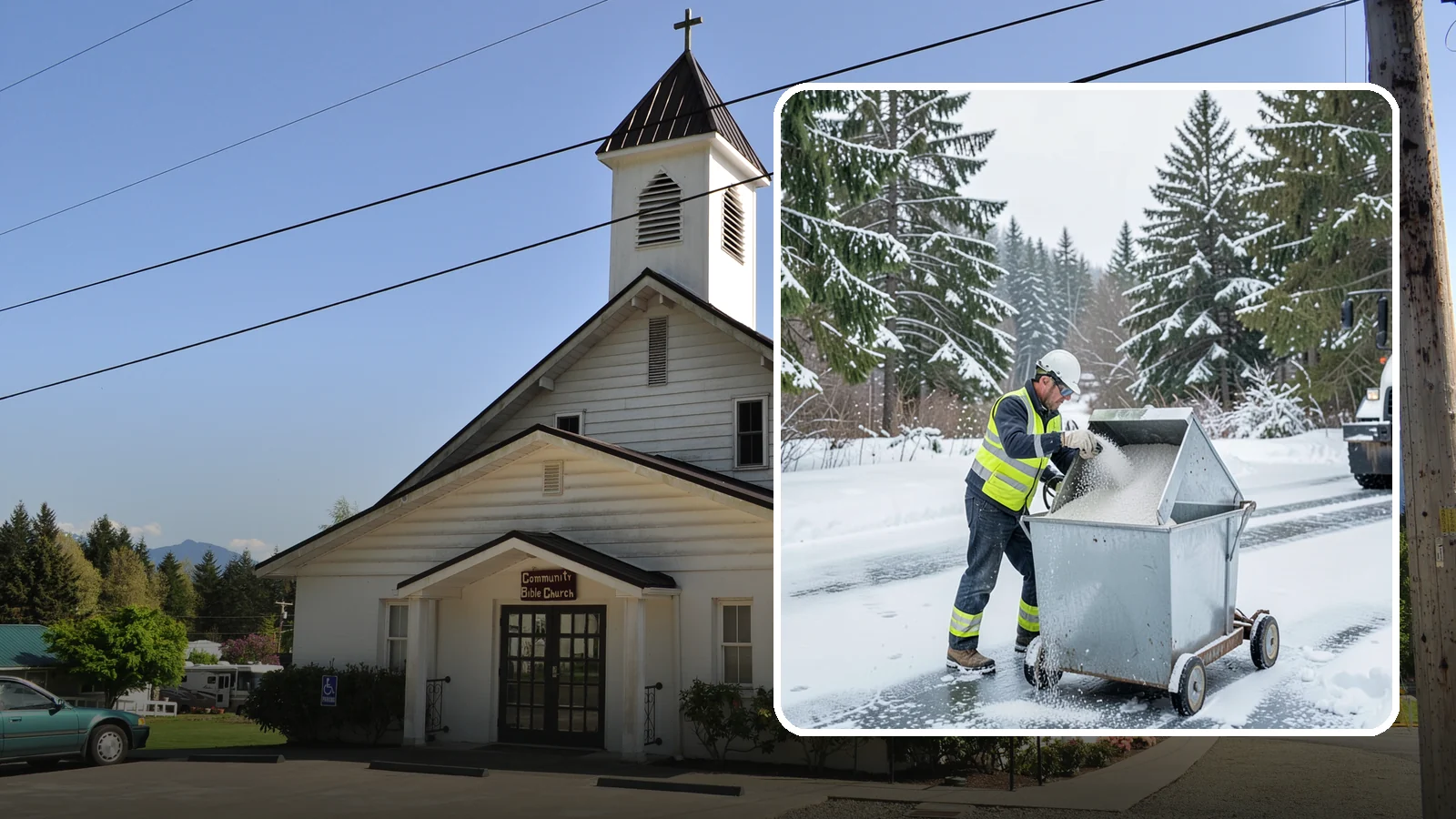 Salt Bin Filling in Concrete, Skagit County, WA - Salt bin filling tops off your on-site storage bins so deicing material is ready the moment ice threatens.