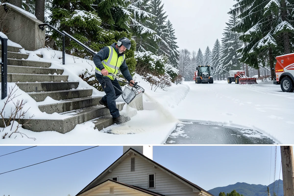 Salt Bin Filling in Concrete, Skagit County, WA - Salt bins are filled in early winter and refilled after each major event through the cold season.