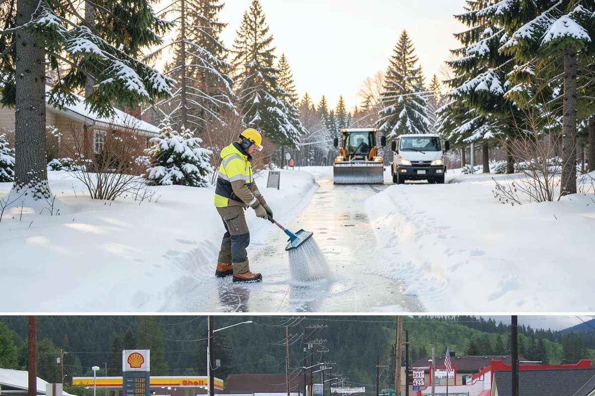Salt Bin Filling in Granite Falls, Snohomish County, WA - Salt bins are filled in early winter and refilled after each major event through the cold season.