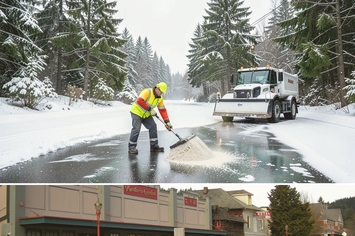 Salt Bin Filling in Issaquah, King County, WA - Salt bins are filled in early winter and refilled after each major event through the cold season.
