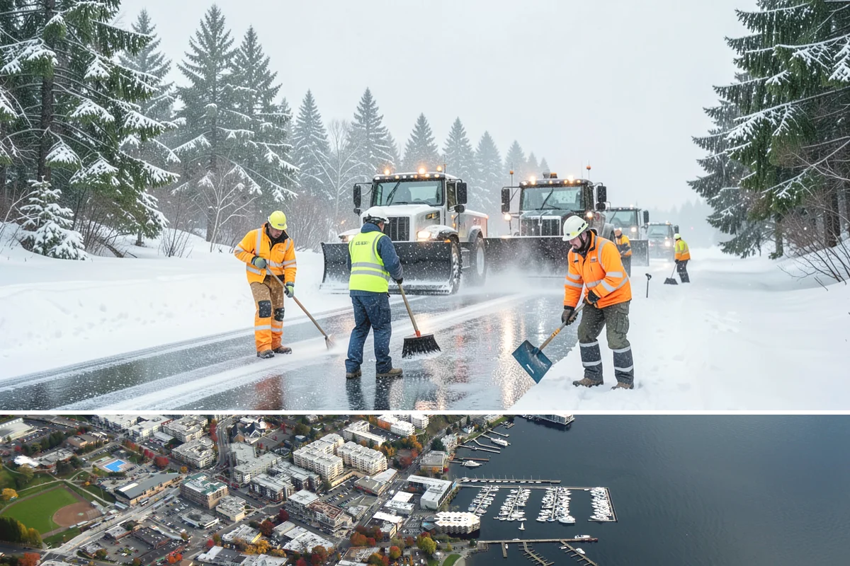 Salt Bin Filling in Kirkland, King County, WA - Salt bins are filled in early winter and refilled after each major event through the cold season.