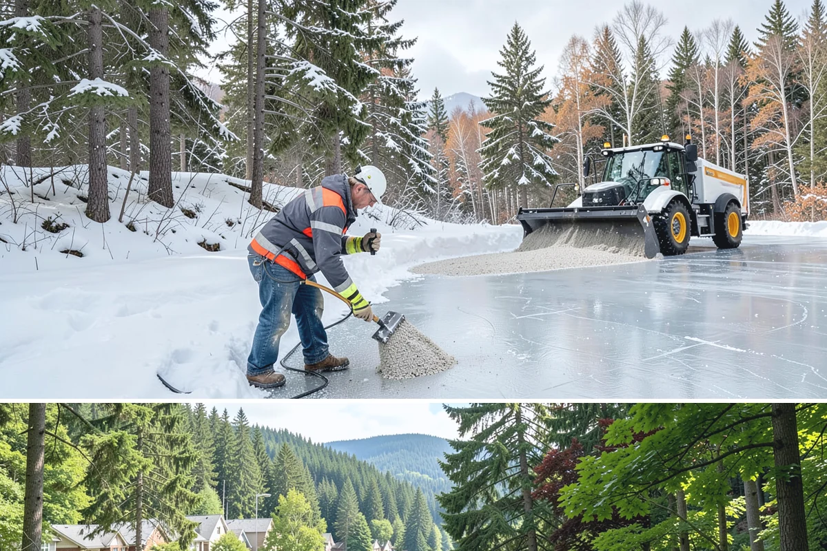 Salt Bin Filling in Lake Forest Park, King County, WA - Salt bins are filled in early winter and refilled after each major event through the cold season.