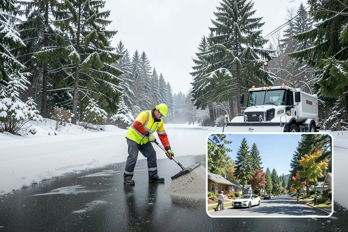 Salt Bin Filling in Orting, Pierce County, WA - Keeps spreader-ready salt on hand for immediate response