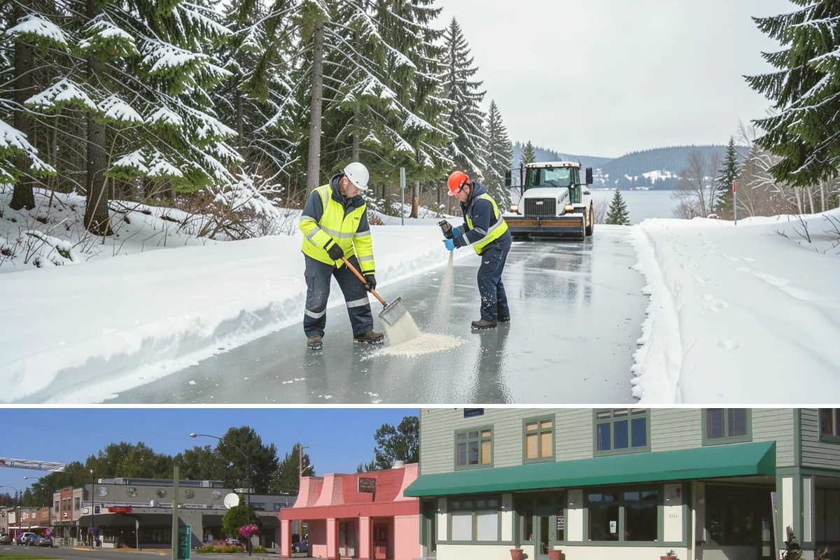 Salt Bin Filling in Snoqualmie, King County, WA - Salt bins are filled in early winter and refilled after each major event through the cold season.