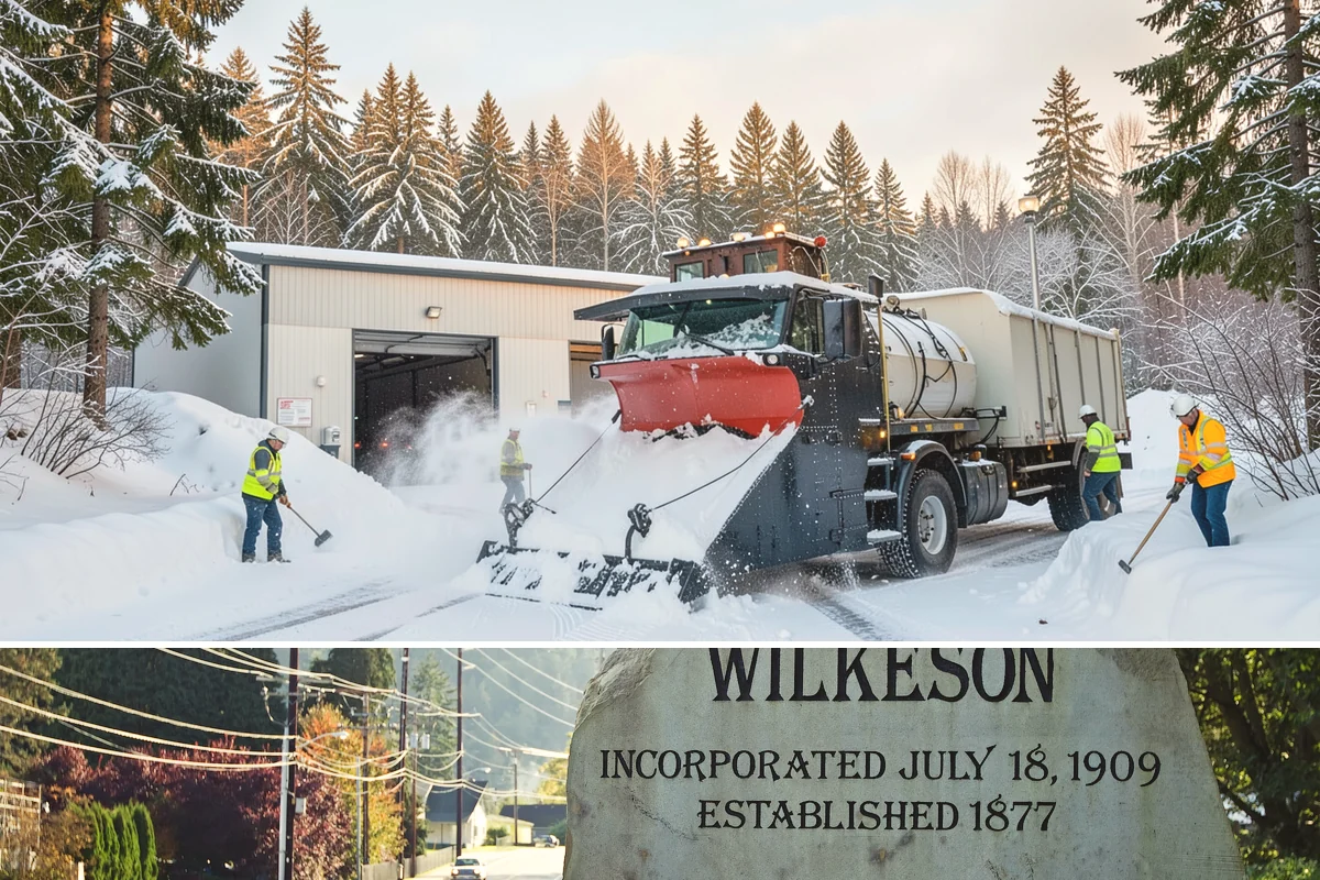 Salt Bin Filling in Wilkeson, Pierce County, WA - Salt bins are filled in early winter and refilled after each major event through the cold season.