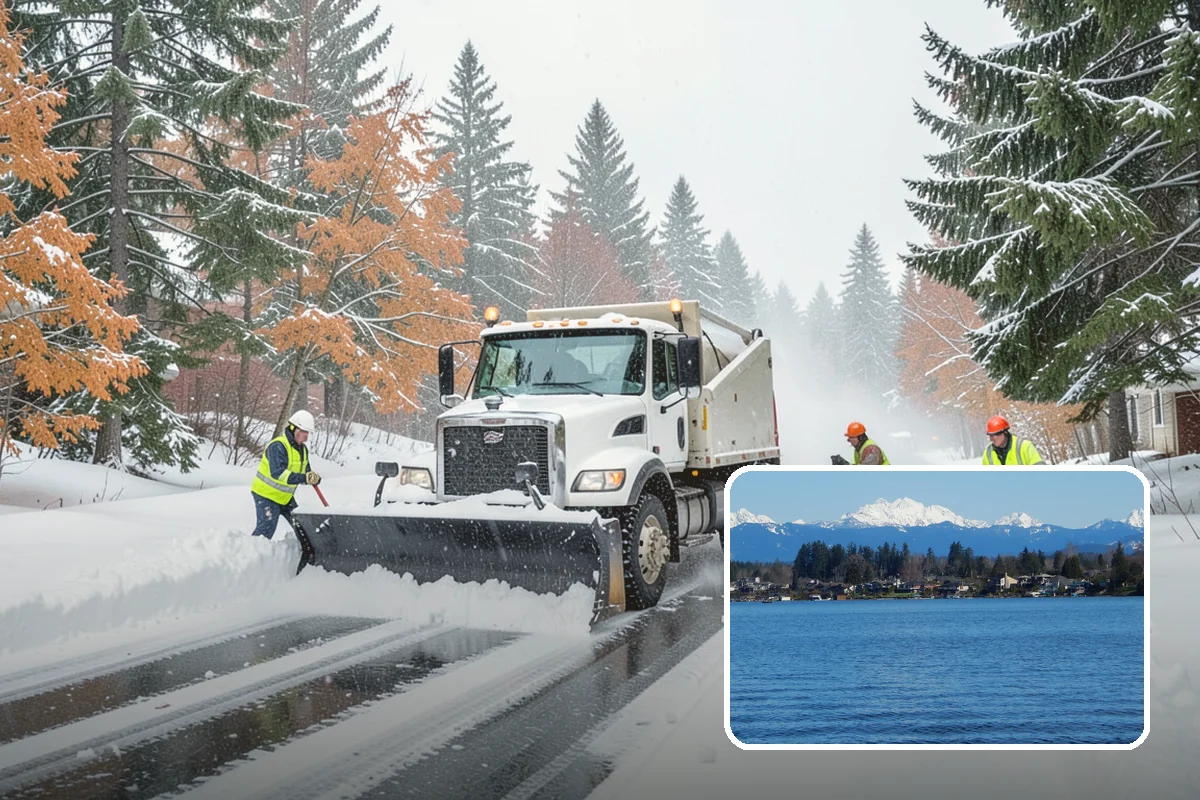 Salt Brine Pretreatment in Lake Stevens, Snohomish County, WA - Prevents snow and ice from bonding to the pavement