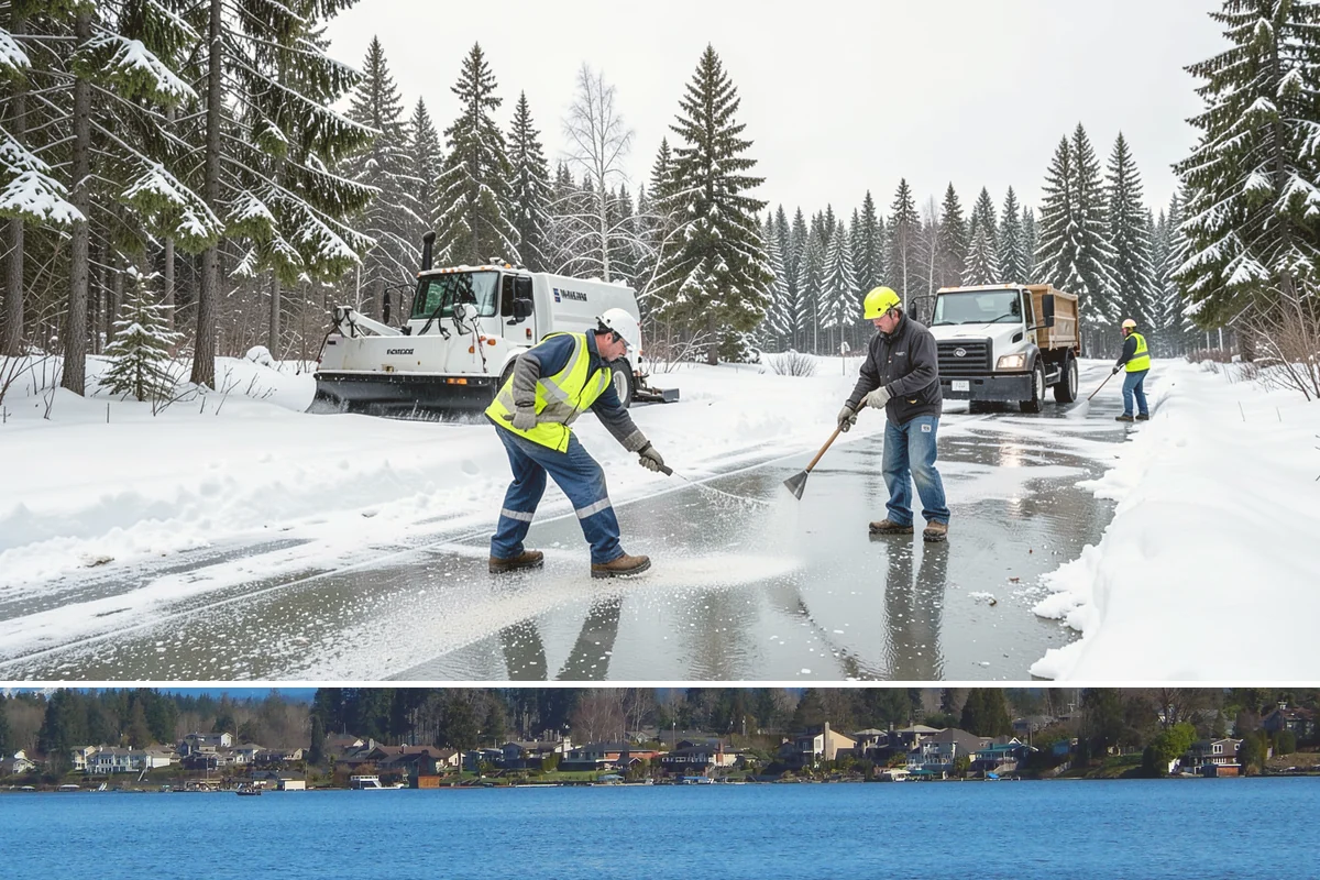 Salt Brine Pretreatment in Lake Stevens, Snohomish County, WA - Salt brine pretreatment is scheduled the day before forecast frost and freezing events all winter long.